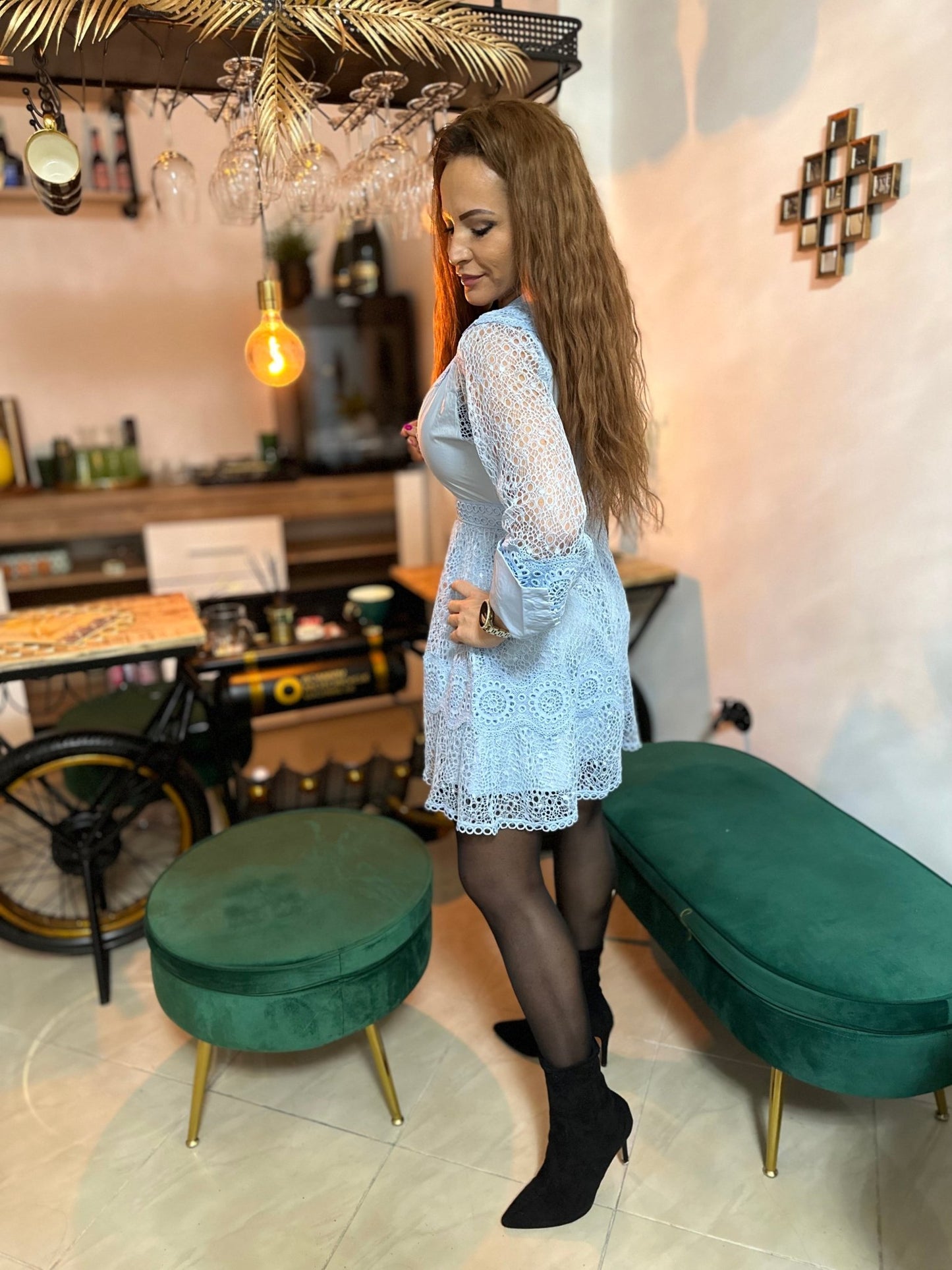 ADRIANA kék különleges csipke ruha - BELADY