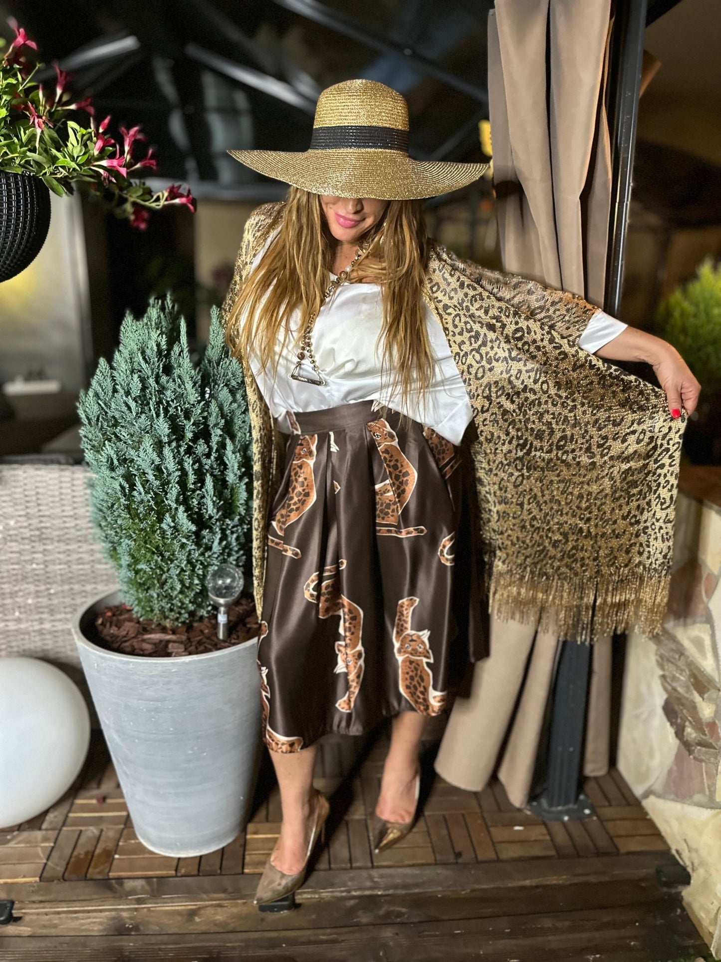 Arany leopárd mintás design hálós stóla - BELADY