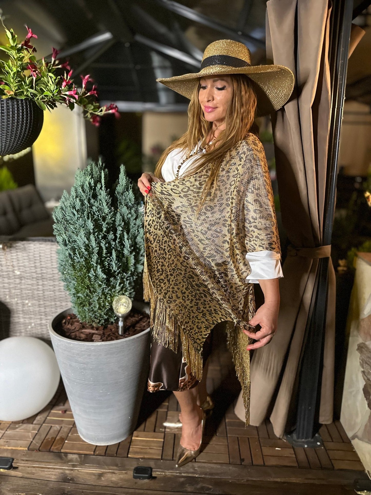 Arany leopárd mintás design hálós stóla - BELADY