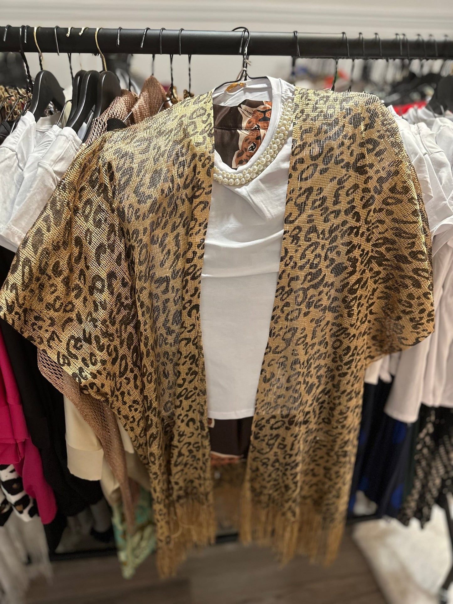 Arany leopárd mintás design hálós stóla - BELADY