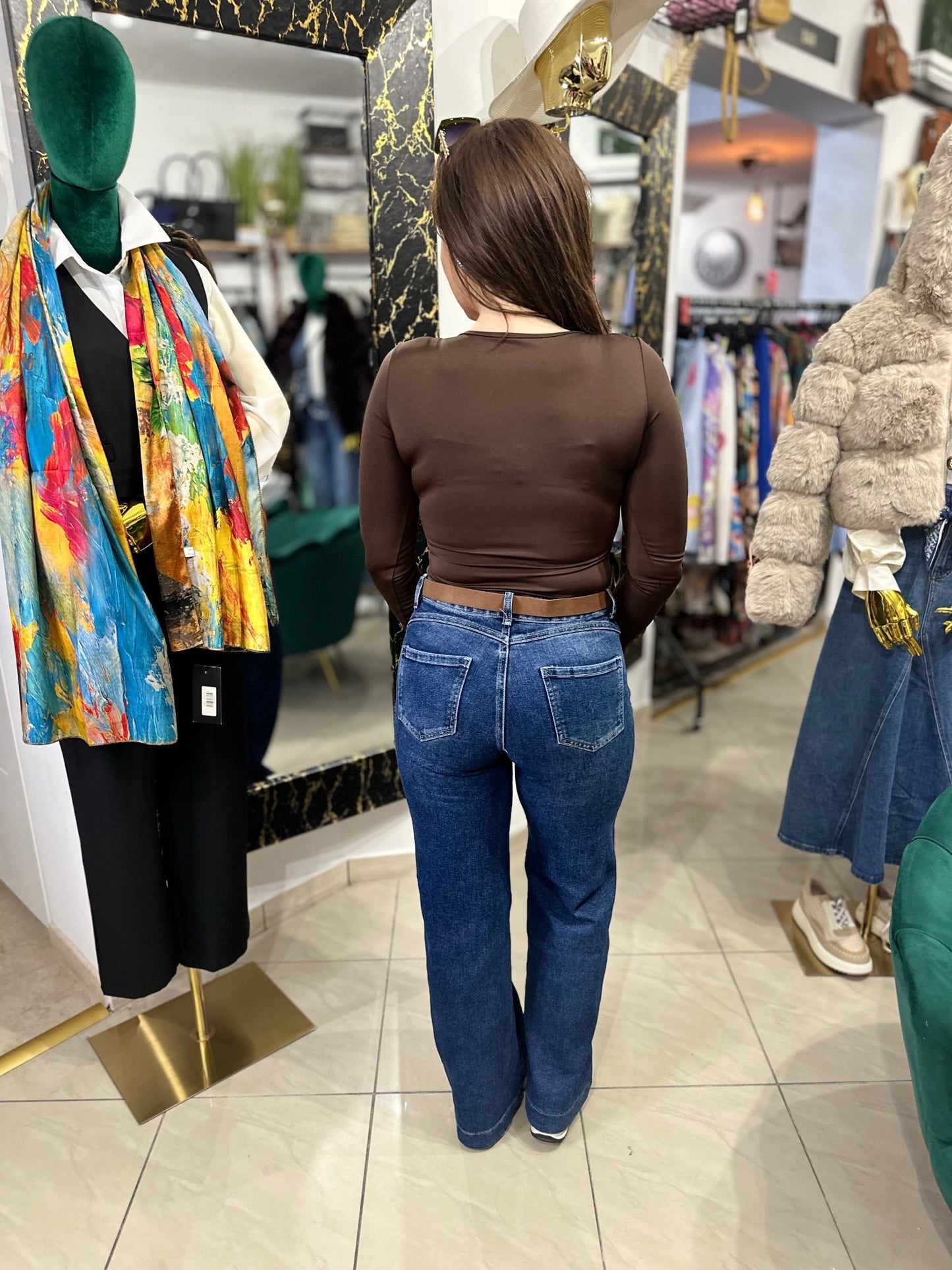 BARBARA hosszú barna felső / body - BELADY