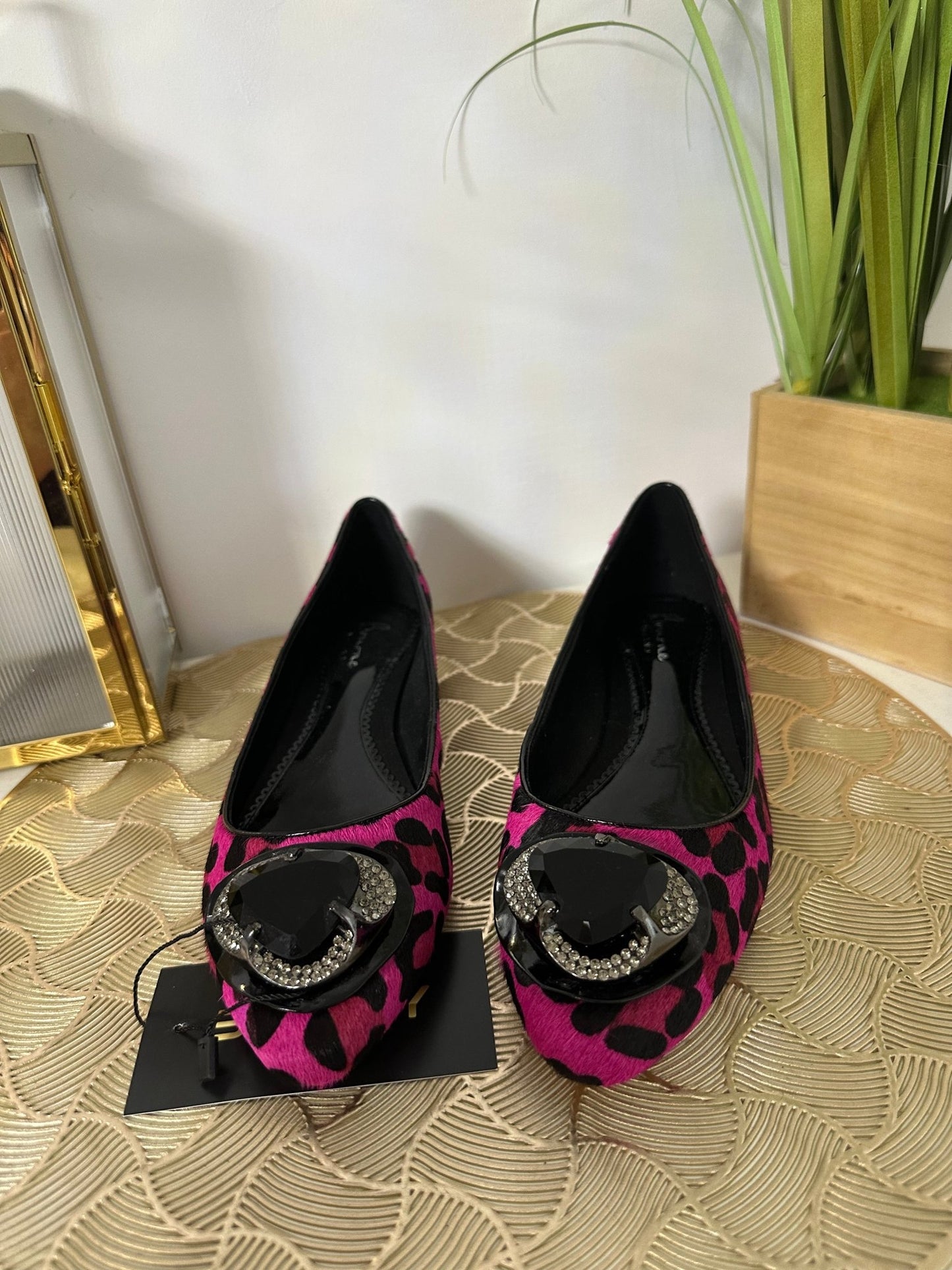 BOURNE pink - fekete leopárd balerina cipő (EU37 - es) - BELADY