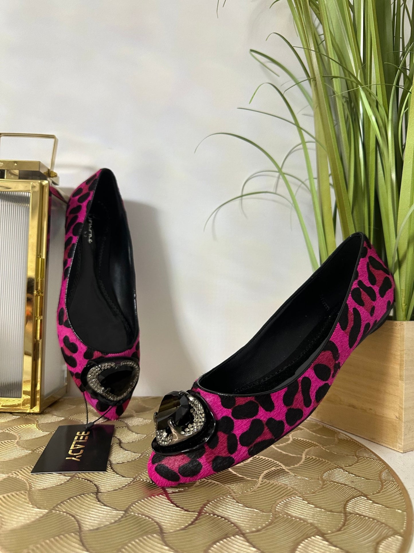 BOURNE pink - fekete leopárd balerina cipő (EU37 - es) - BELADY