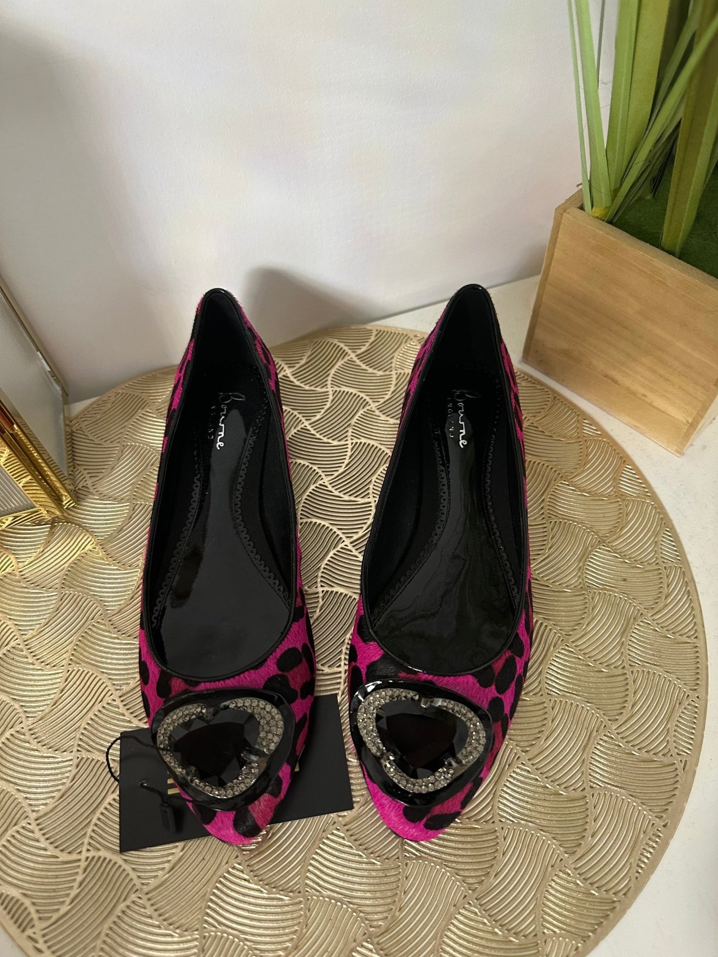 BOURNE pink - fekete leopárd balerina cipő (EU37 - es) - BELADY