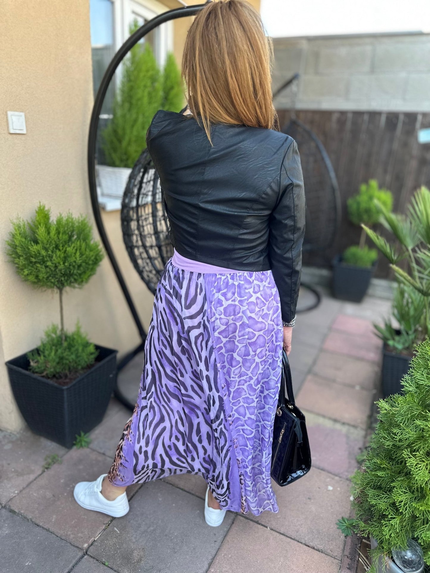 CARINA lila párduc/zebra mintás szoknya - BELADY