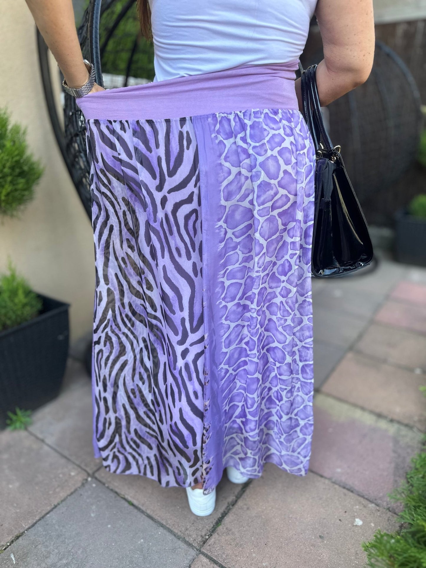 CARINA lila párduc/zebra mintás szoknya - BELADY