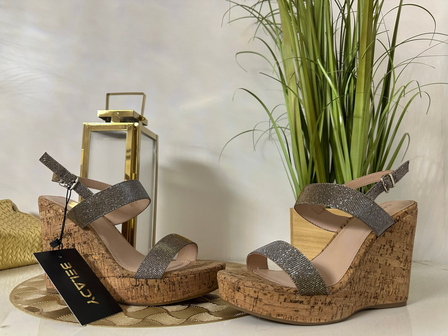 CARVELA ezüst - arany csillogó magas talpú szandál/papucs - BELADY