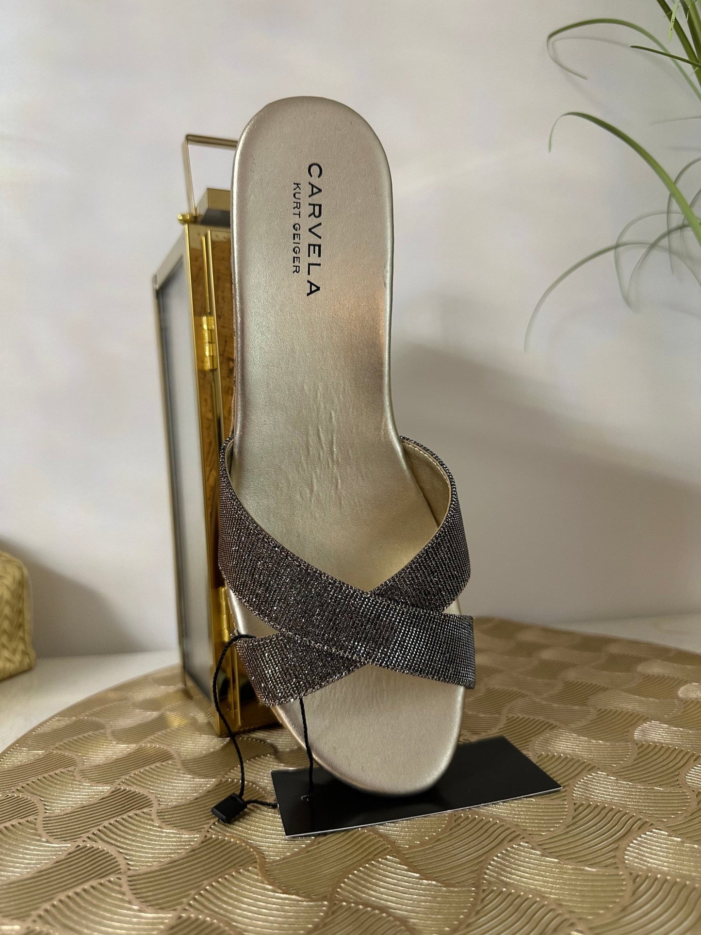 CARVELA ezüst - arany csillogó magas talpú szandál/papucs - BELADY