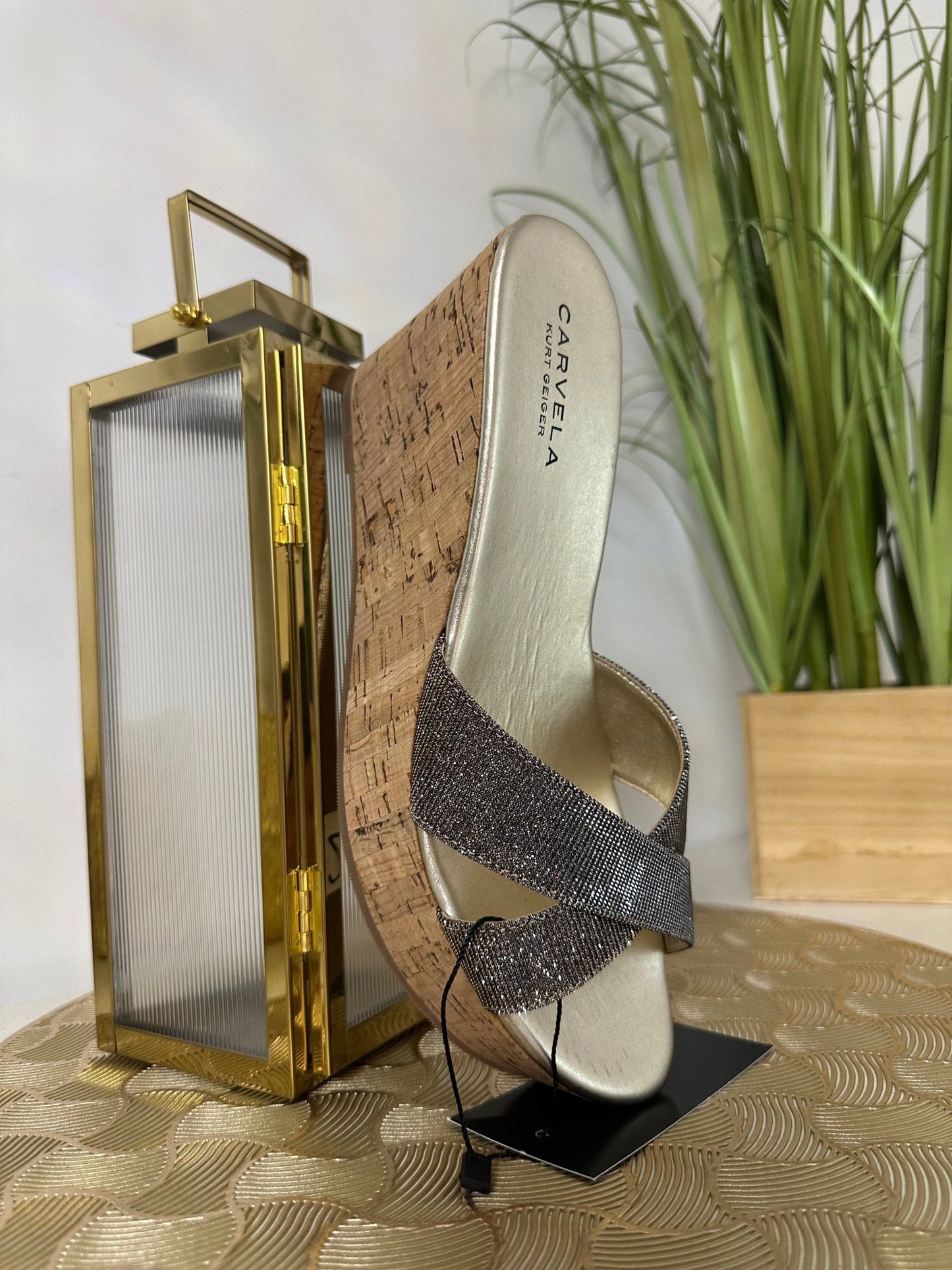 CARVELA ezüst - arany csillogó magas talpú szandál/papucs - BELADY