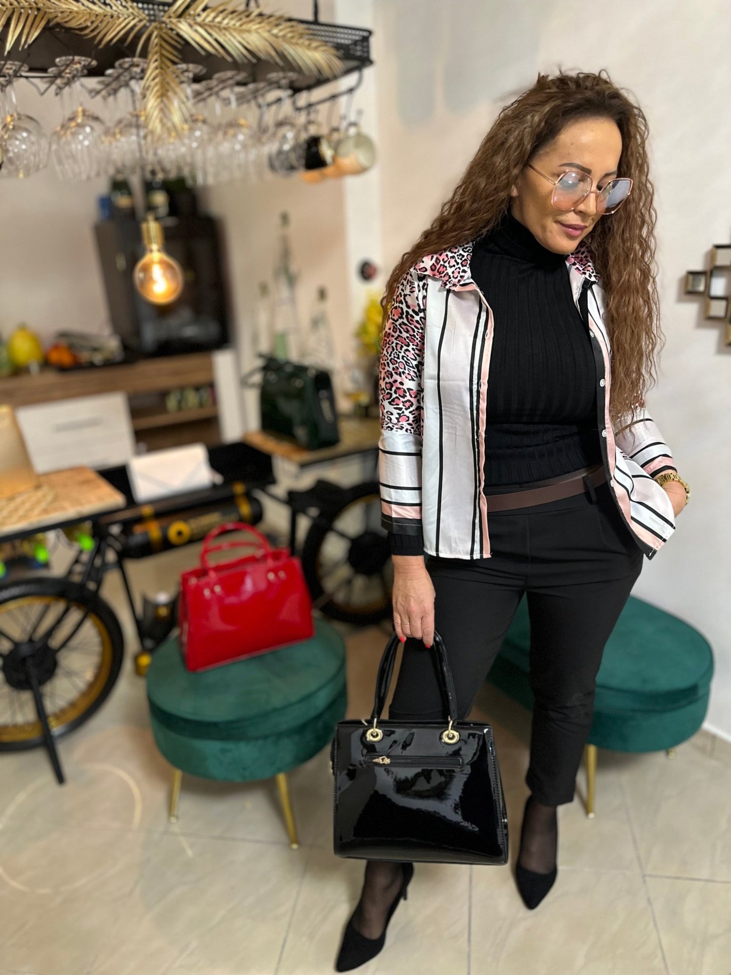 ELENORA leopárd mintás pink blúz/felső - BELADY