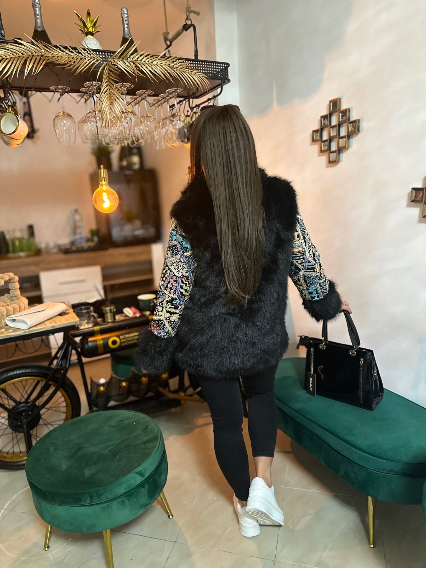 GRAZIA fekete tavaszi szőrme kabát - BELADY