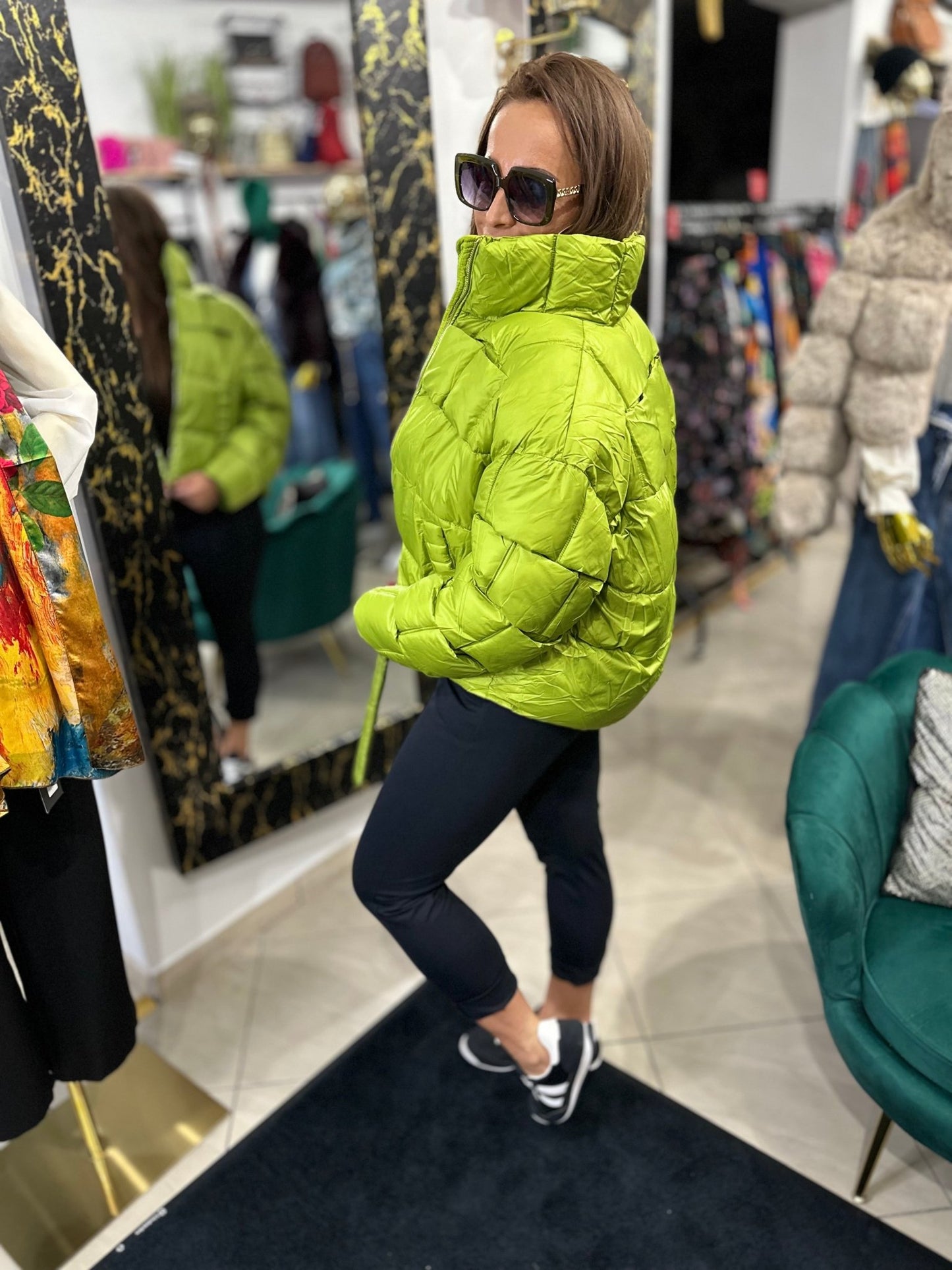 JANE pisztácia zöld pufi téli kabát - BELADY