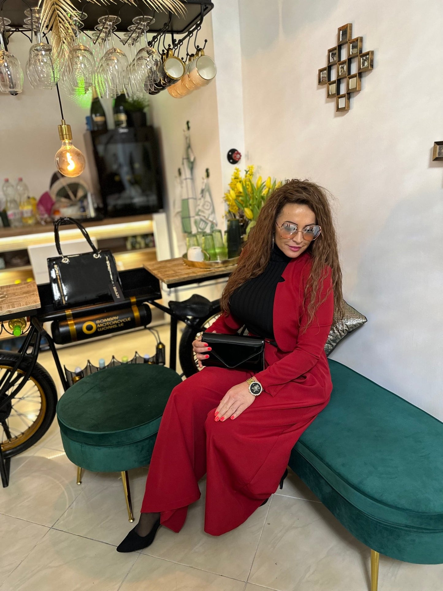 KAYLIE bordó egyedi nadrág kosztüm szett - BELADY