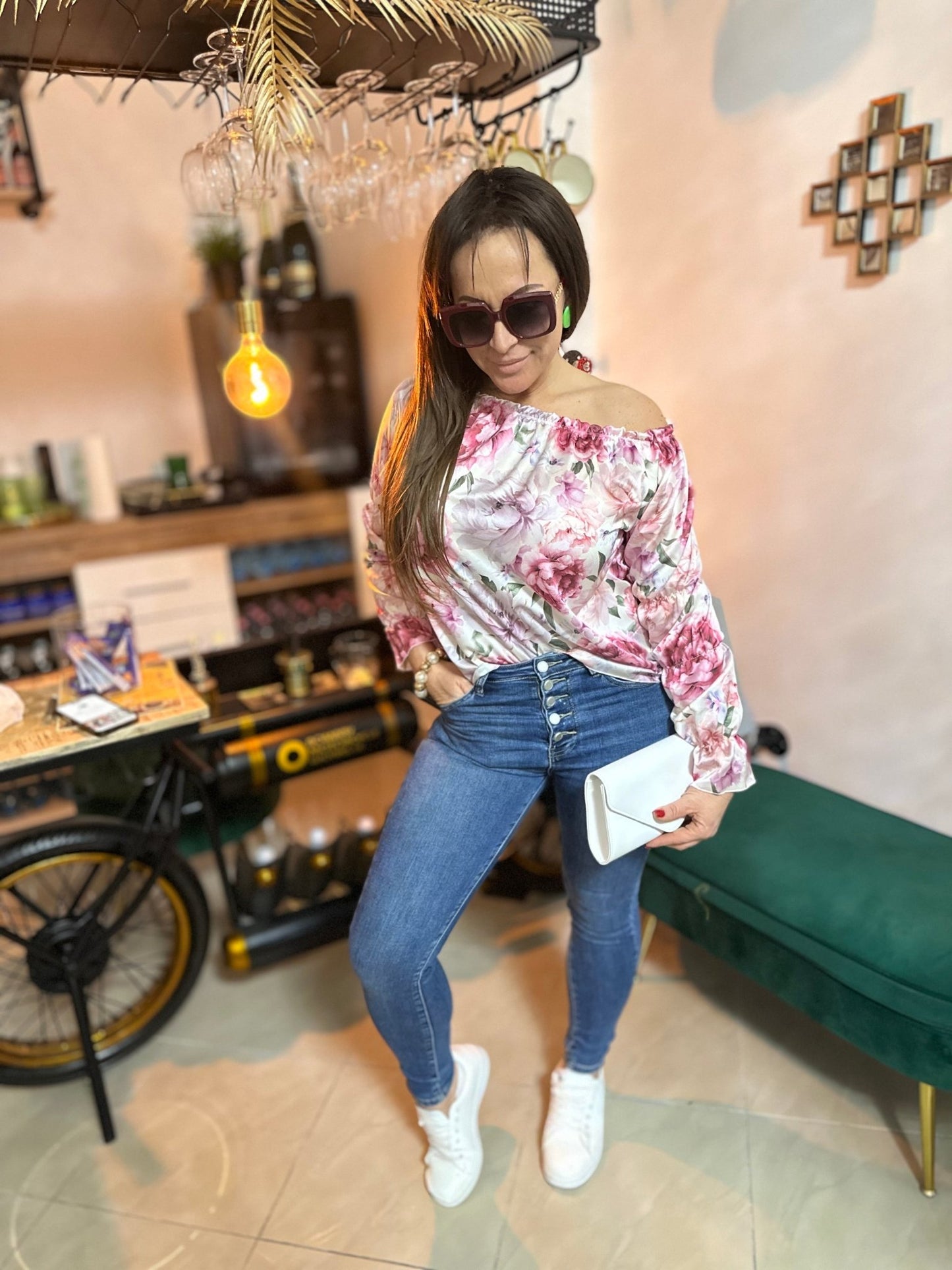 LIZA virág mintás pink színű blúz / felső - BELADY