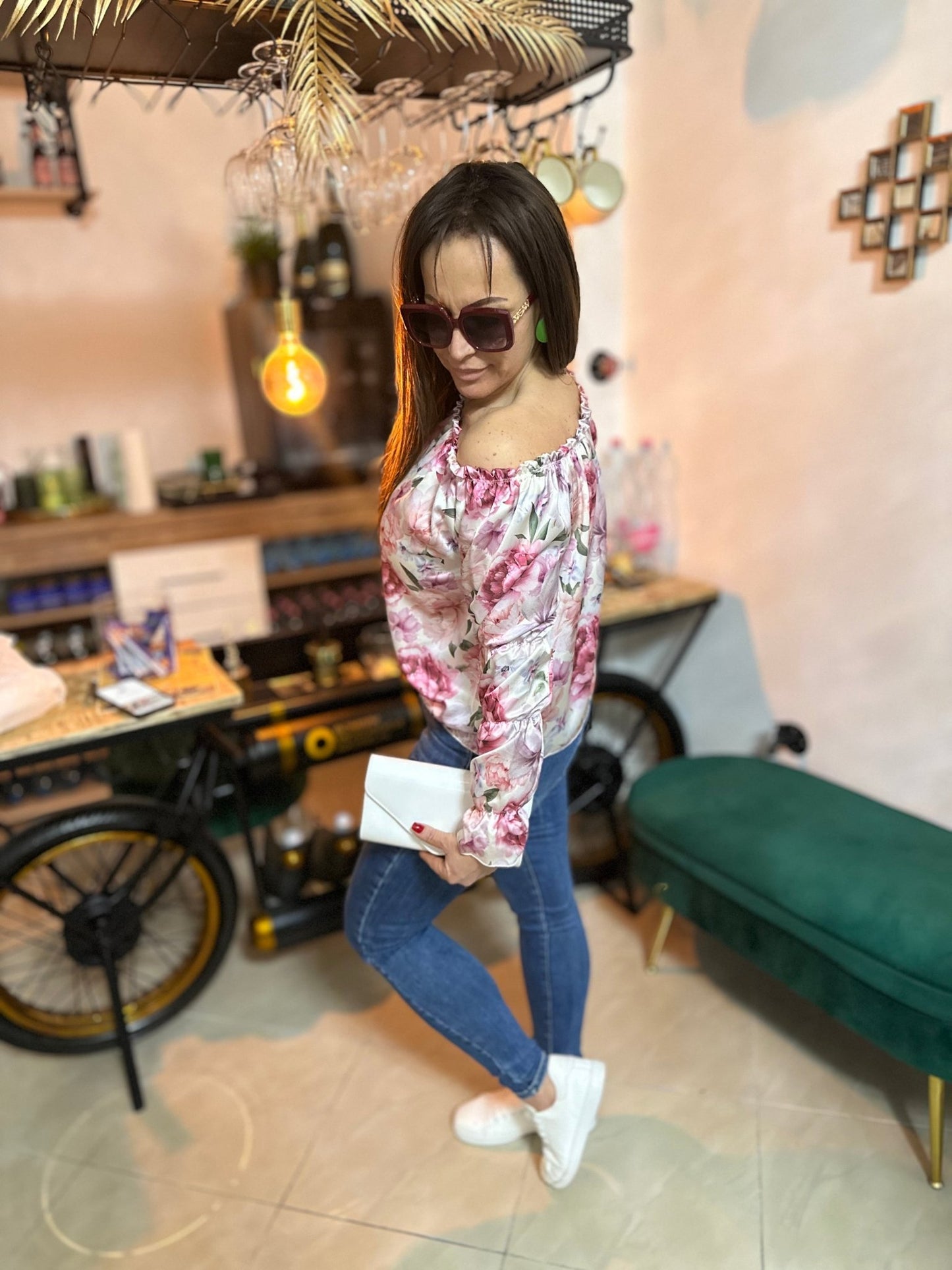 LIZA virág mintás pink színű blúz / felső - BELADY