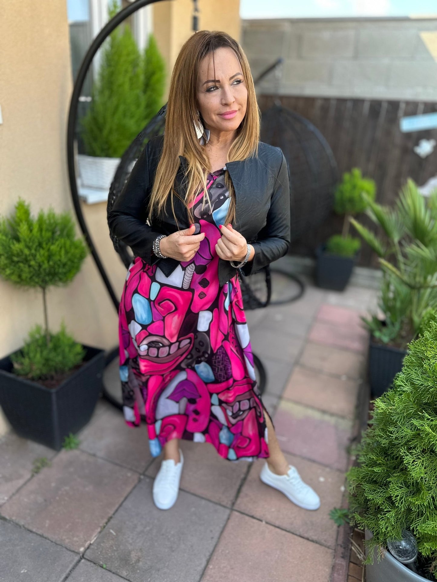 LUISA pink egyedi mintás ruha - BELADY