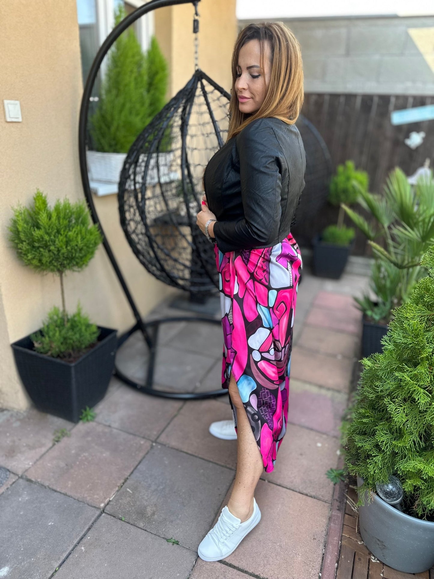 LUISA pink egyedi mintás ruha - BELADY