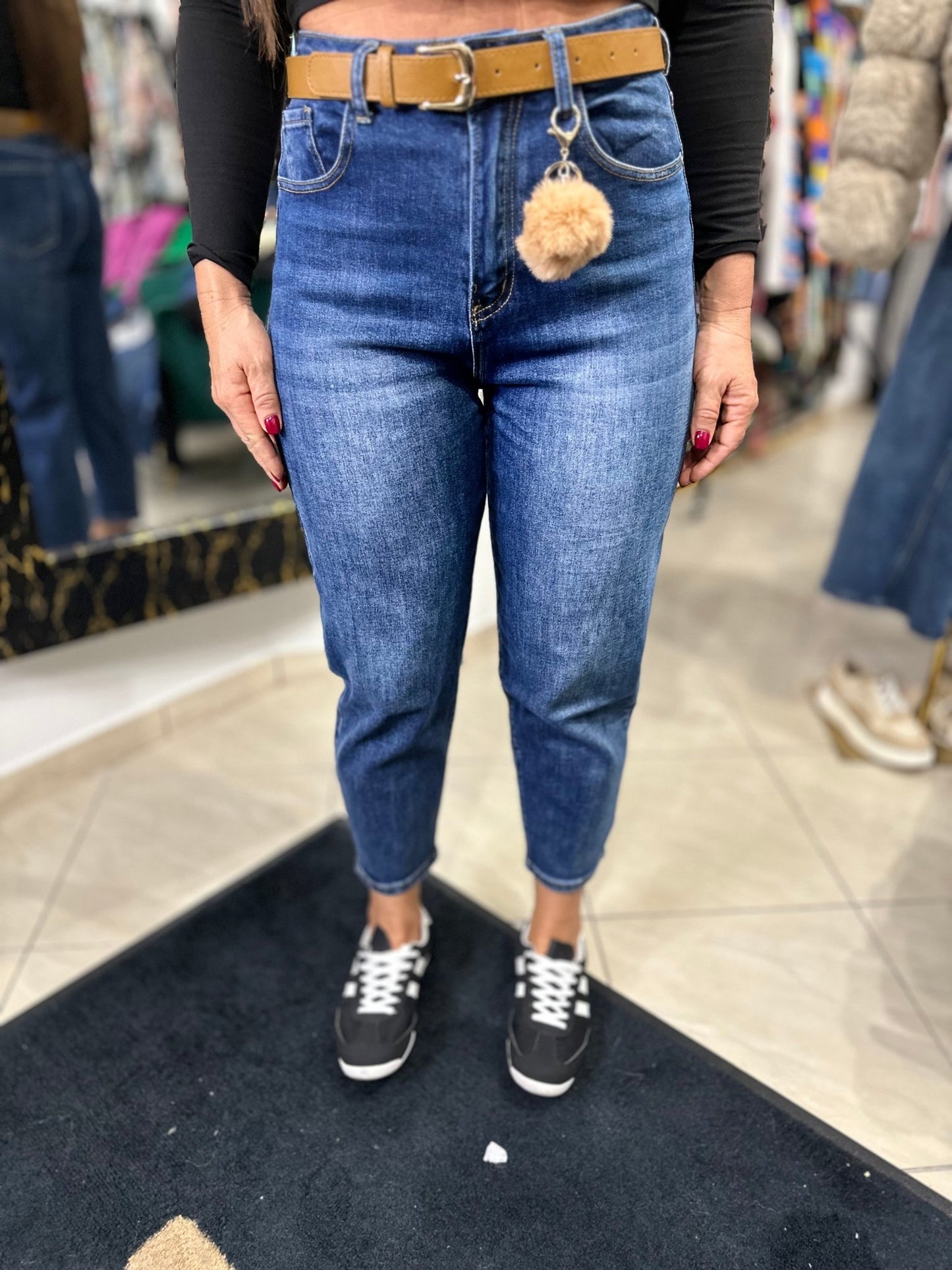 LUNA elasztikus baggy farmer nadrág övvel - BELADY
