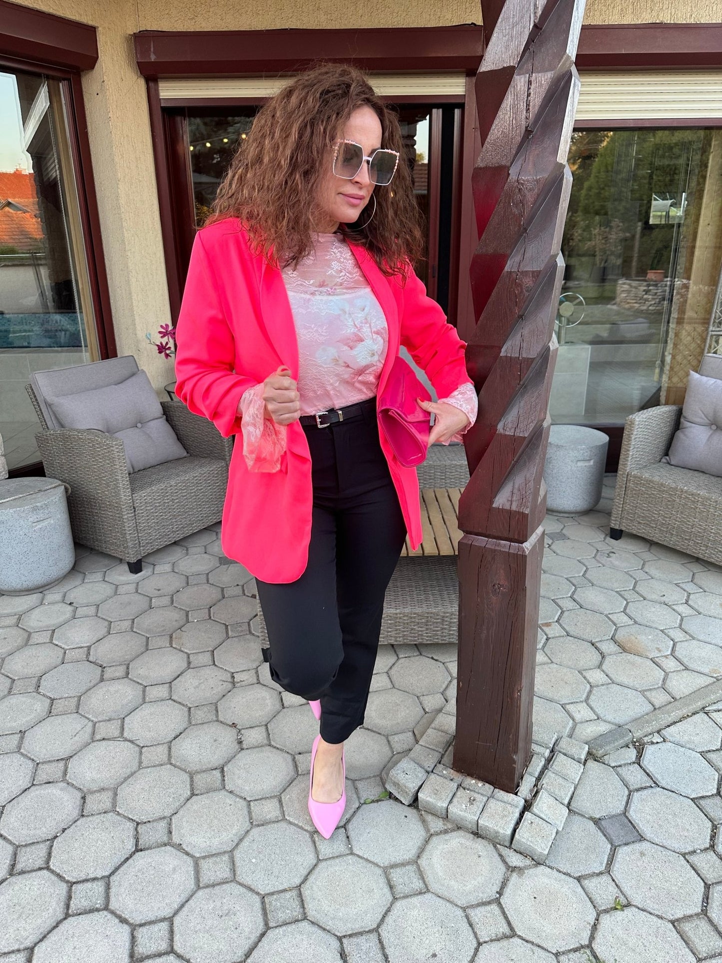MELODI hosszú pink csipke felső - BELADY