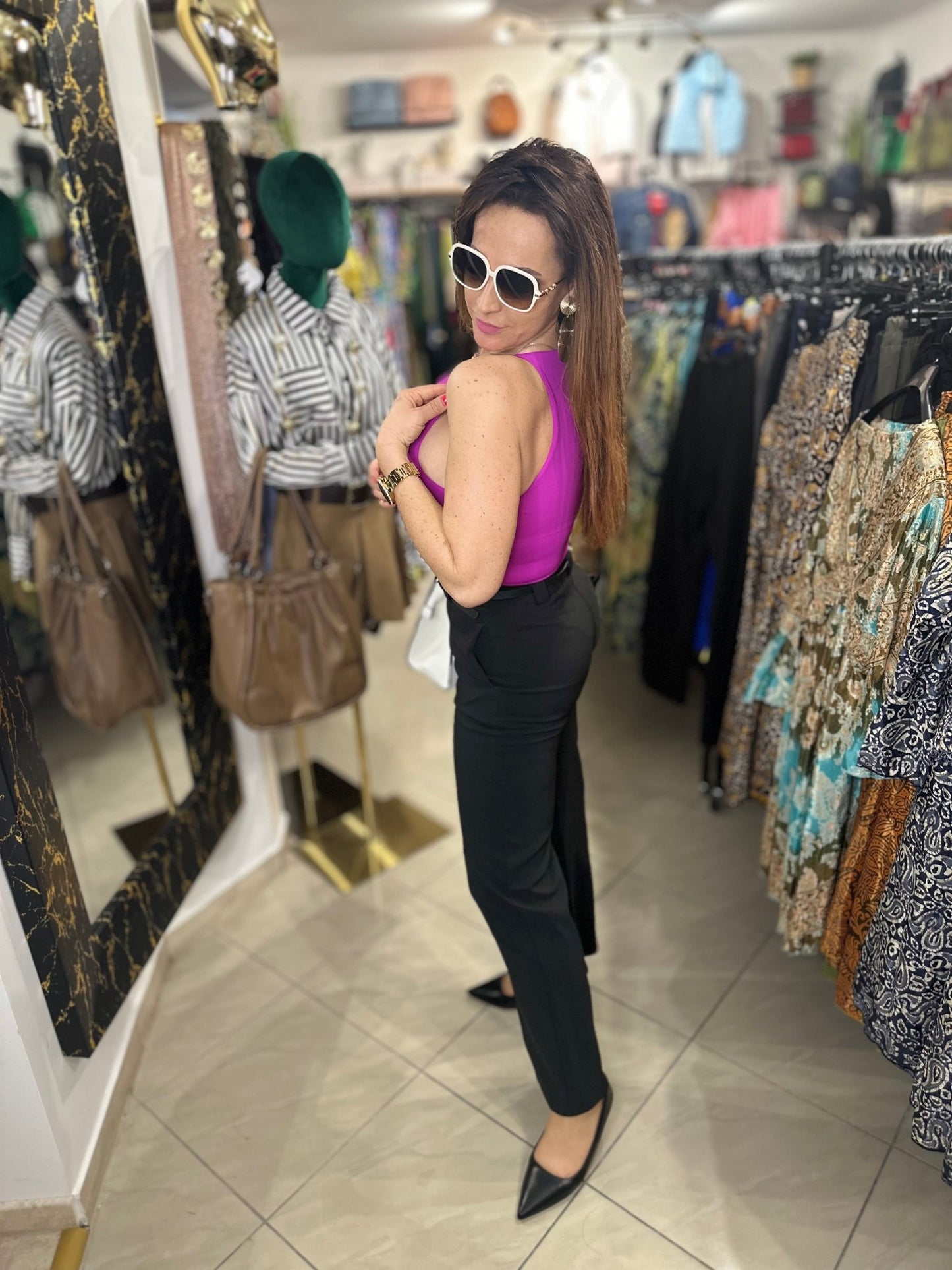MILENA magenta ujjatlan body / felső - BELADY