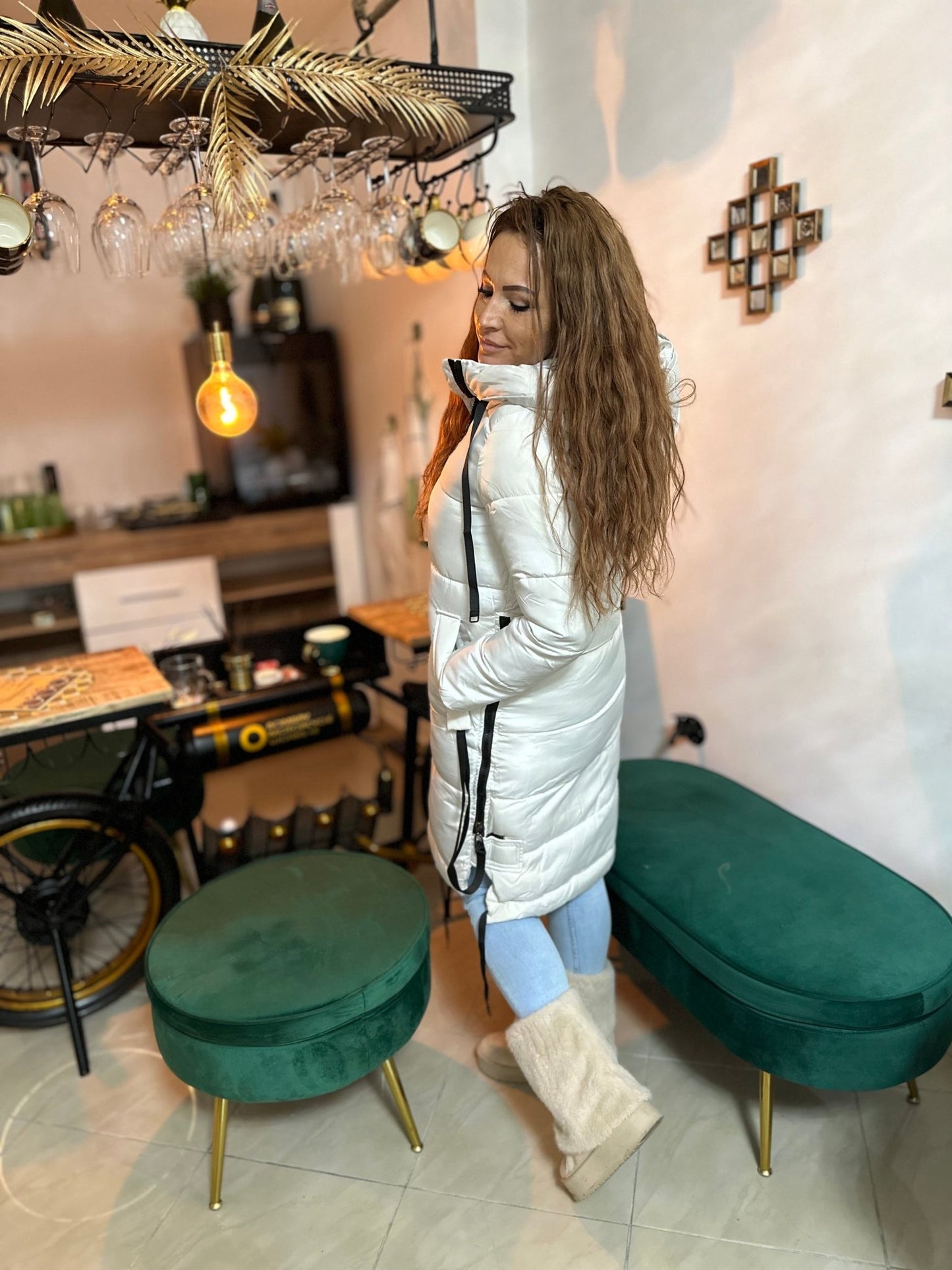 NORWAY fehér hosszú téli kabát - BELADY