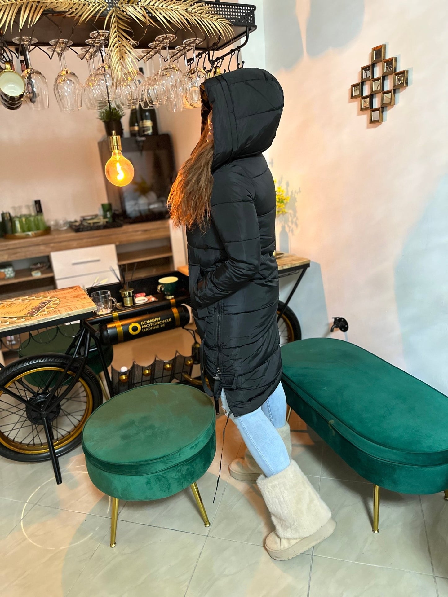 NORWAY fekete hosszú téli kabát - BELADY