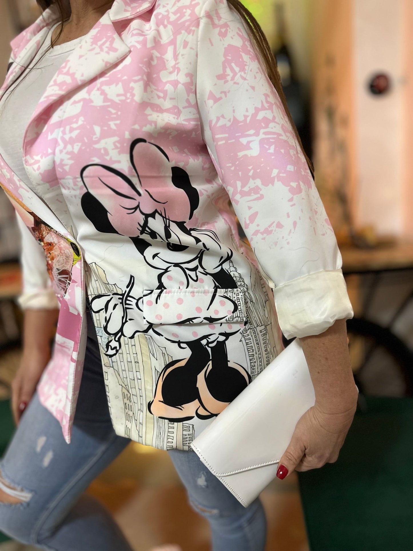 PALERMO egyedi Mickey mintás rózsaszín zakó / blézer - BELADY