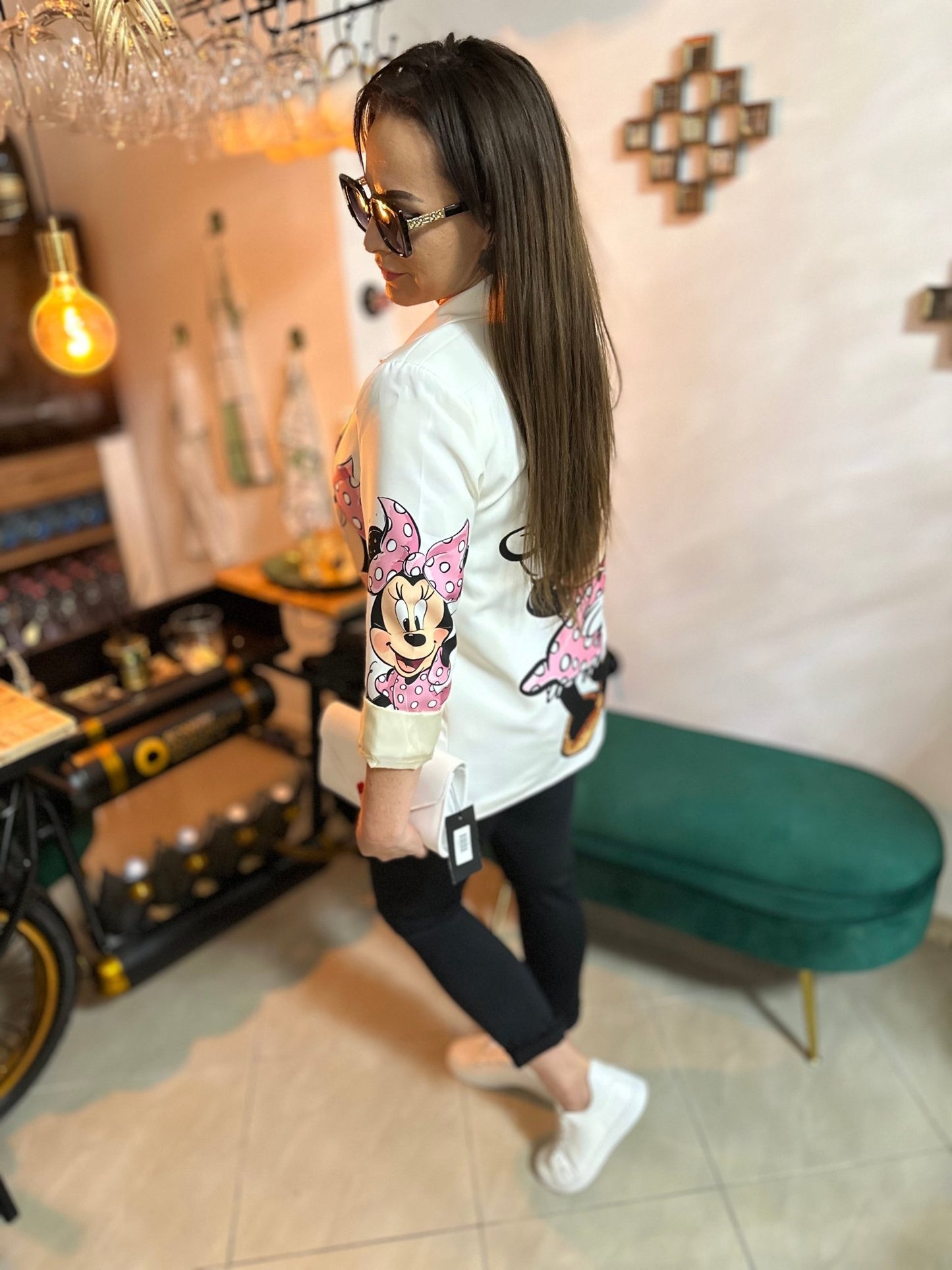 PALERMO egyedi MINNIE mintás fehér zakó / blézer - BELADY