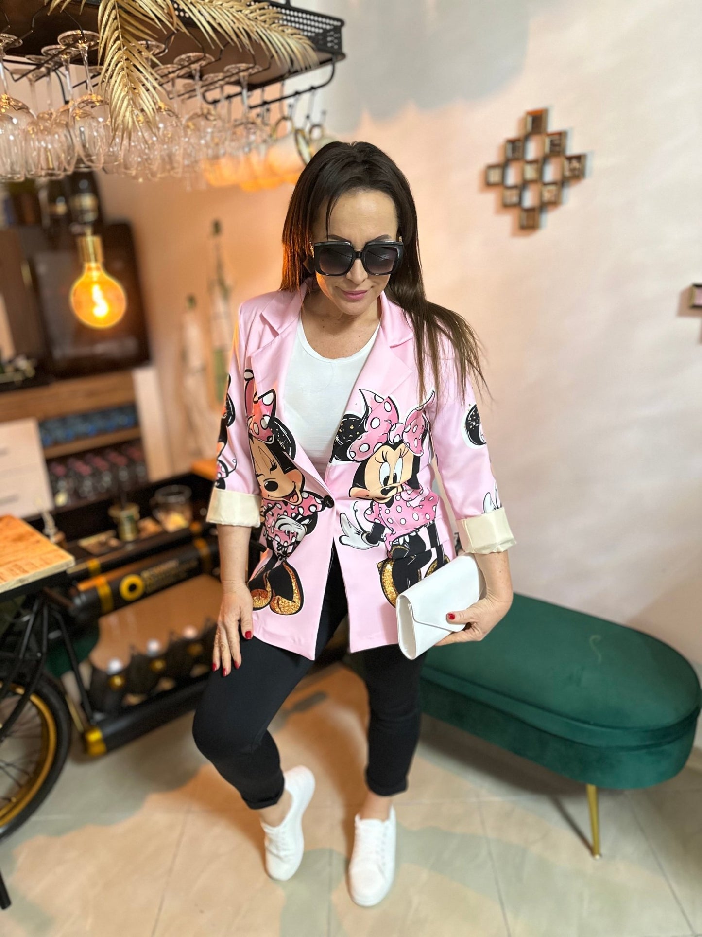 PALERMO egyedi MINNIE mintás rózsaszín zakó / blézer - BELADY