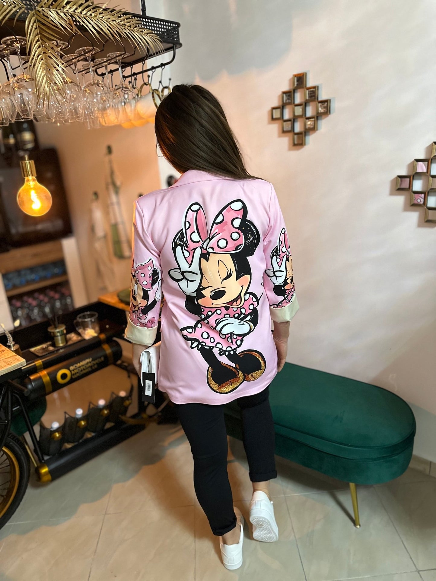 PALERMO egyedi MINNIE mintás rózsaszín zakó / blézer - BELADY