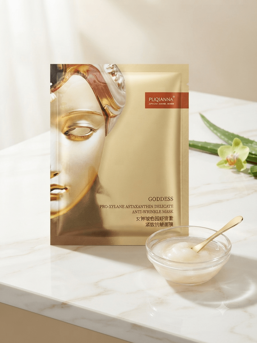 Puqianna Goddess Pro-Xylane Astaxanthin Delicate Anti-Wrinkle Mask – Ránctalanító Fátyolmaszk - BELADY