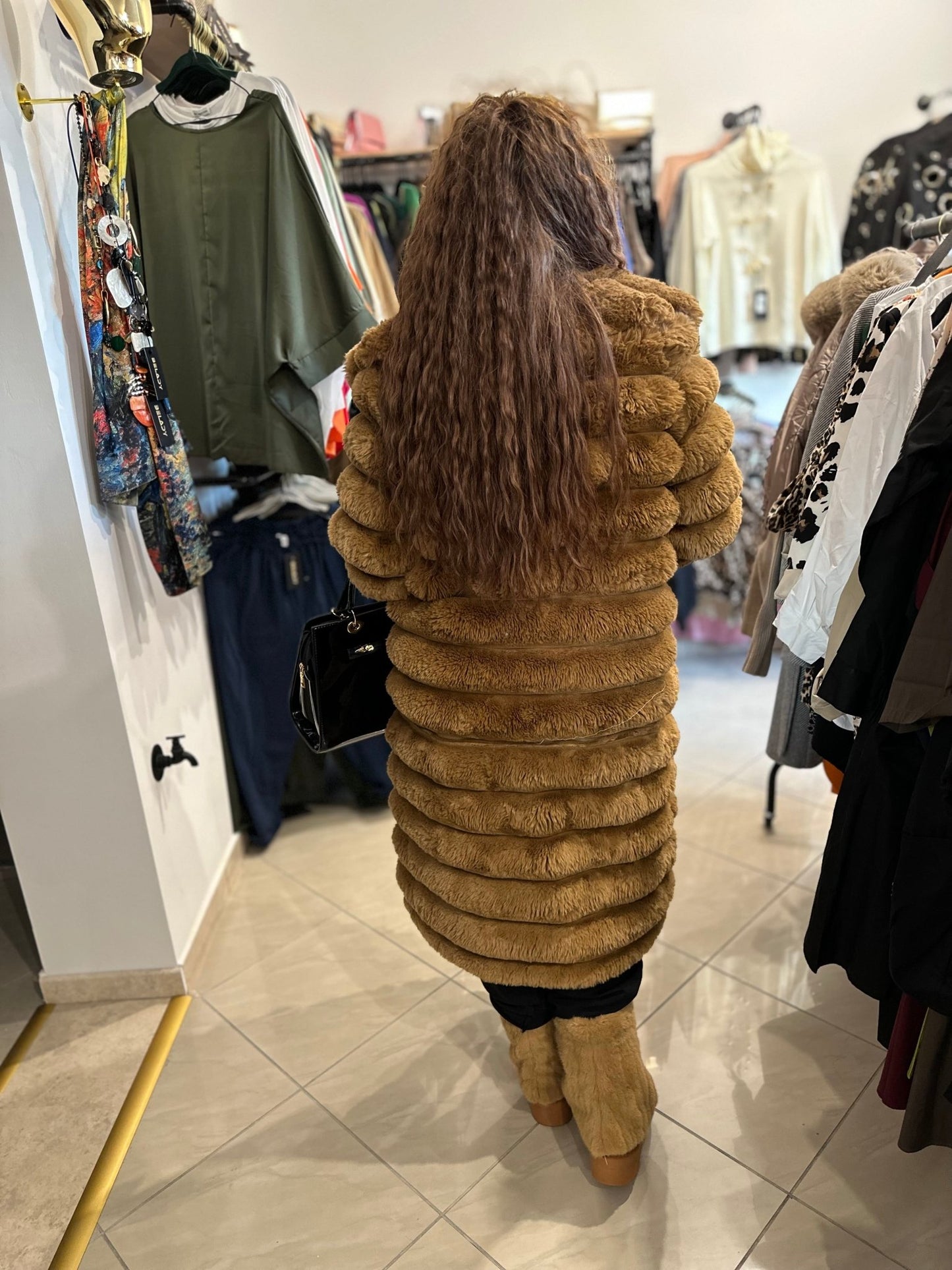 SHARON barna plüss bunda kabát - BELADY