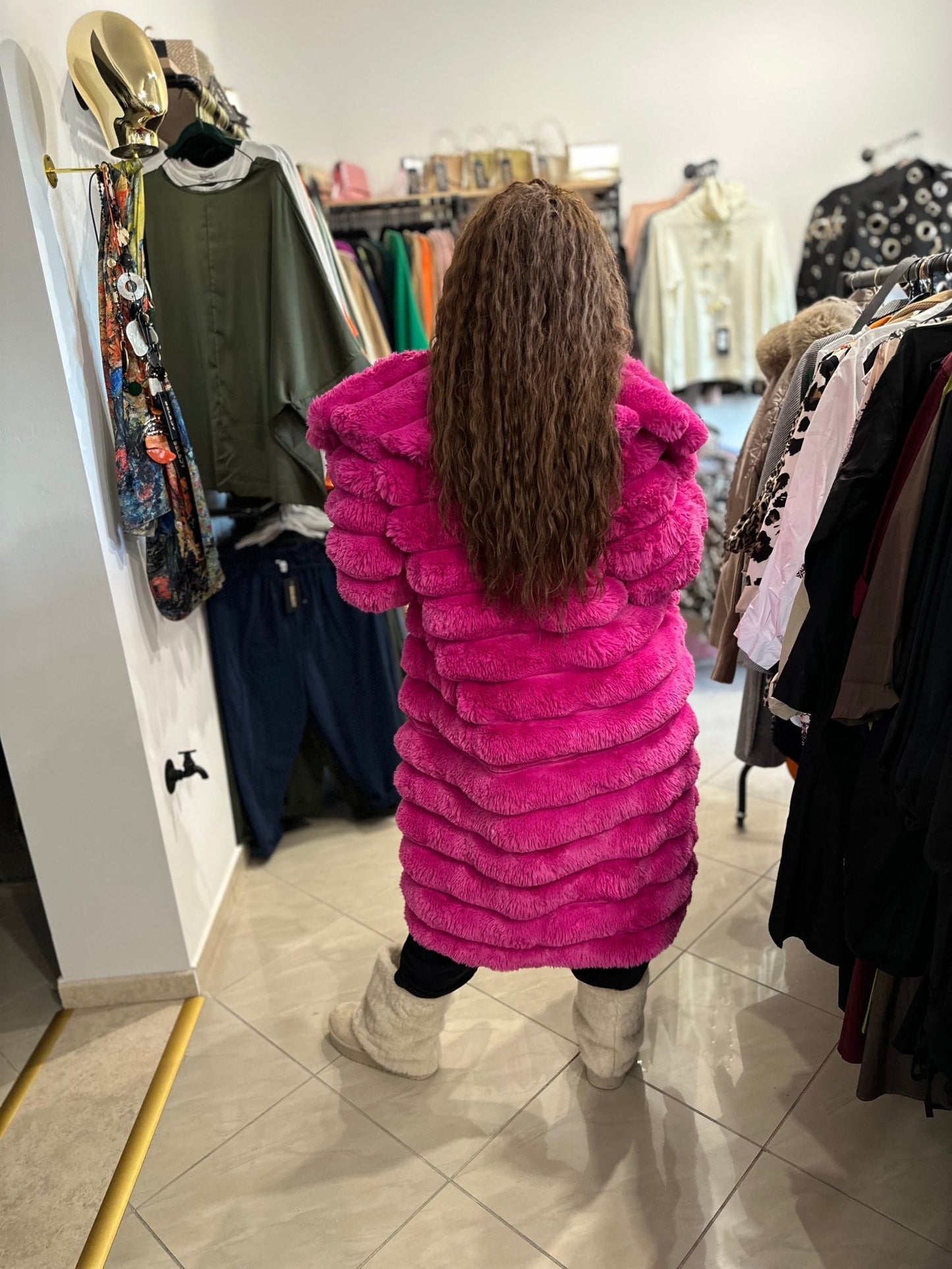 SHARON pink plüss bunda kabát - BELADY