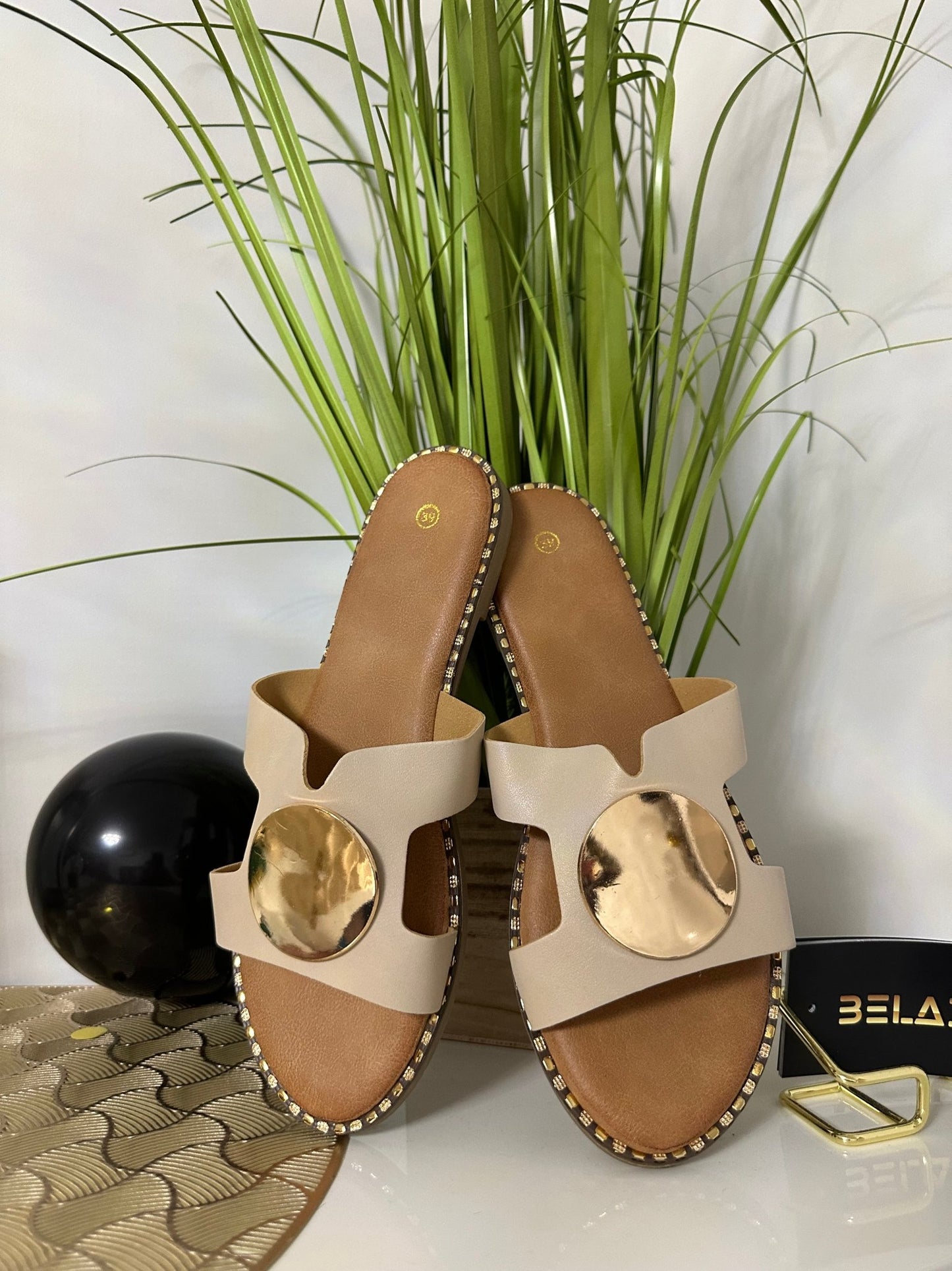 SHILLA bézs arany papucs - BELADY