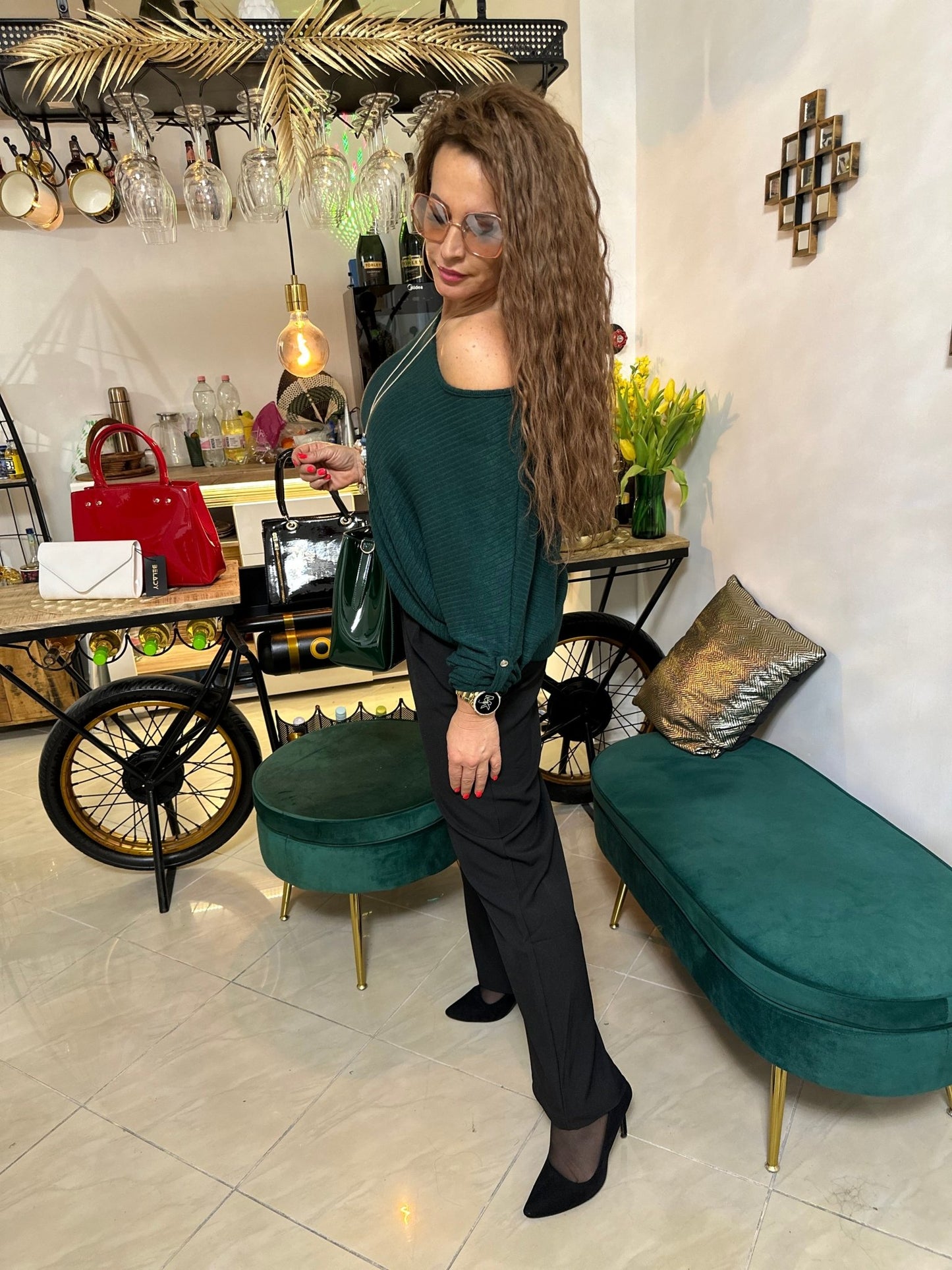 STEFANY méregzöld felsõ/tunika nyakláncal - BELADY