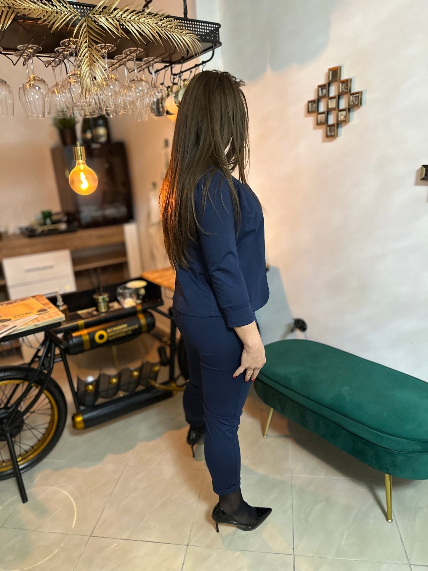 VALENCIA kék elasztikus nadrág kosztüm szett - BELADY