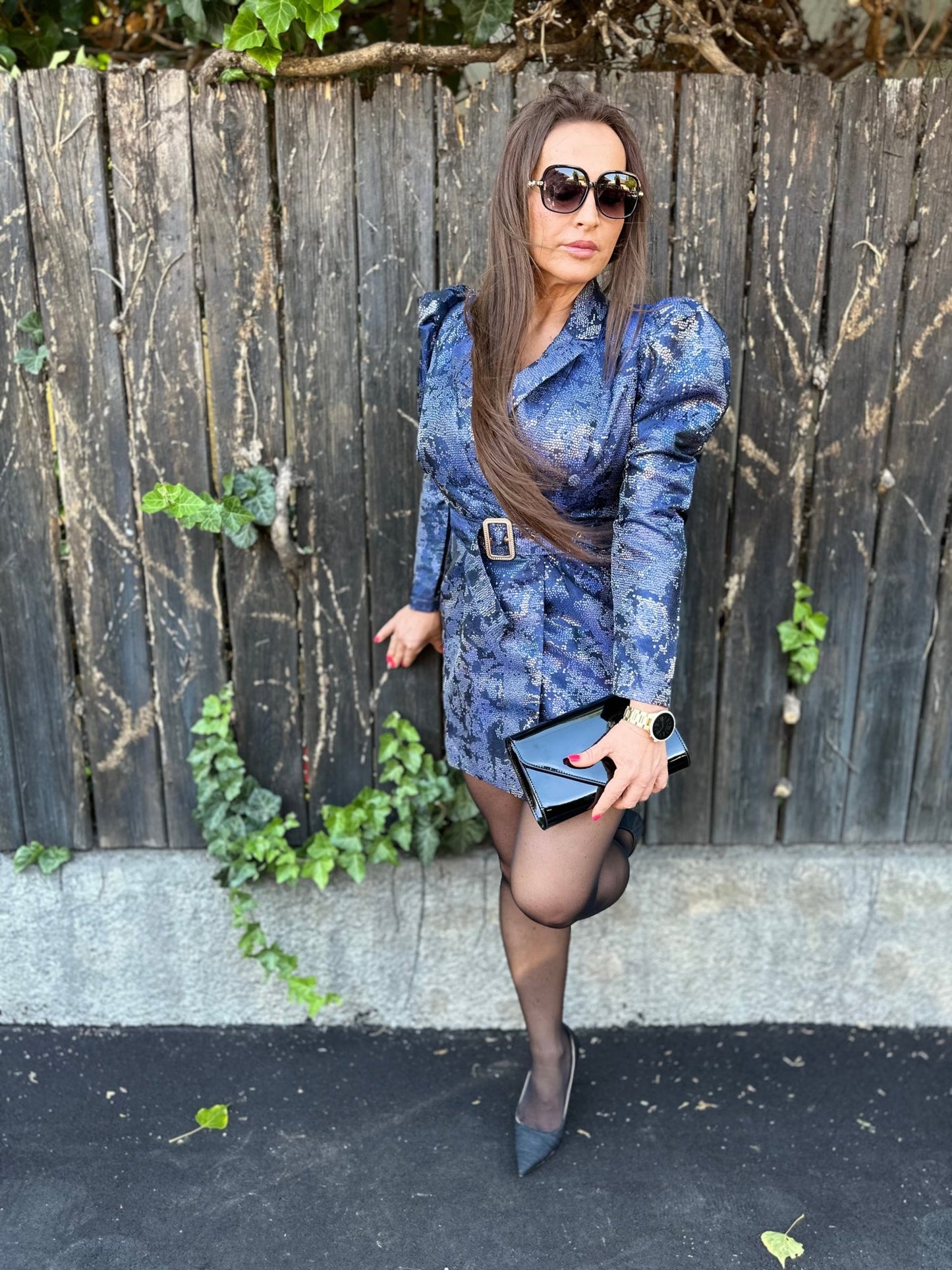 VALENTINA lila kék egyedi elegáns csillogó ruha - BELADY