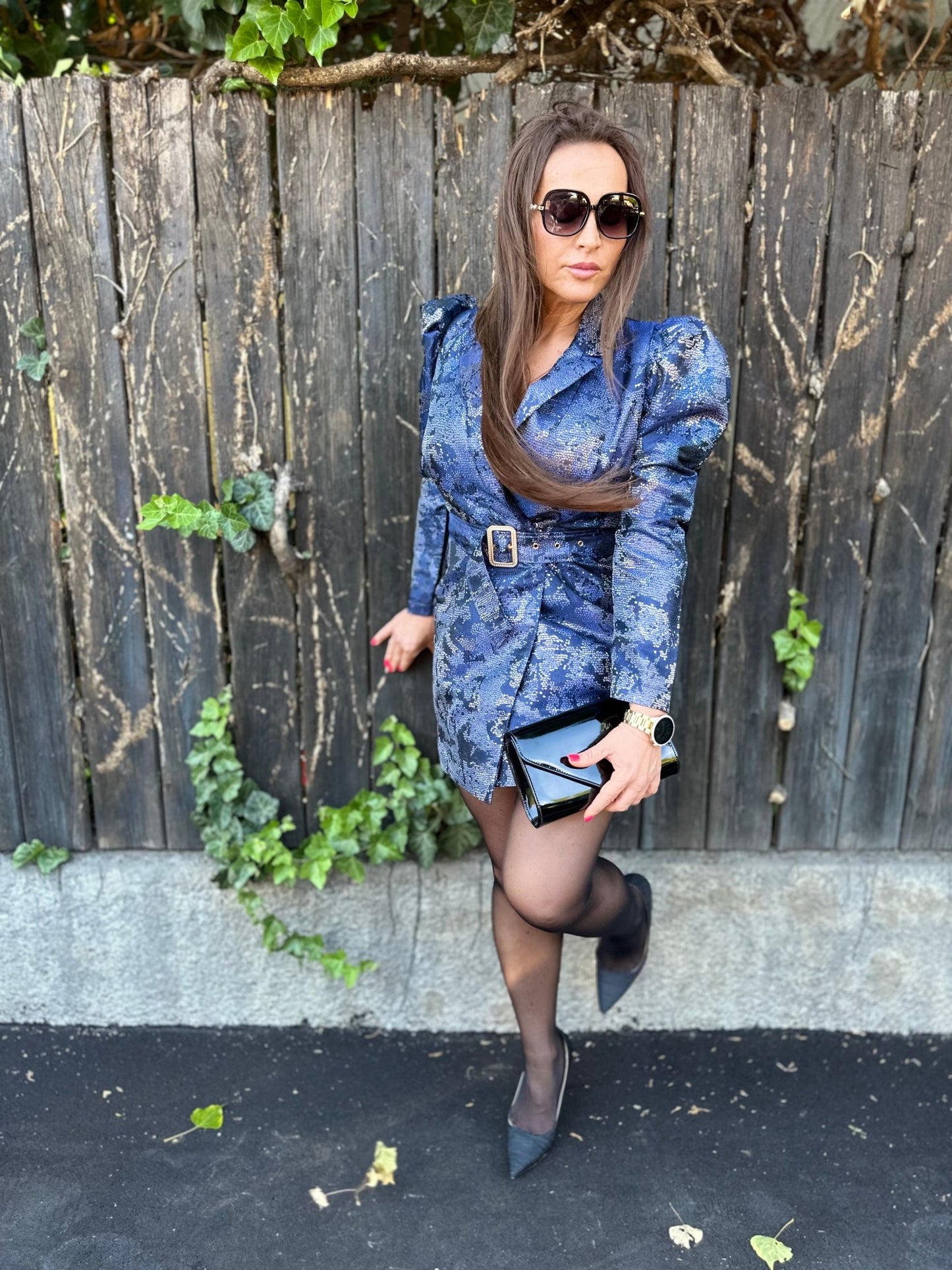 VALENTINA lila kék egyedi elegáns csillogó ruha - BELADY