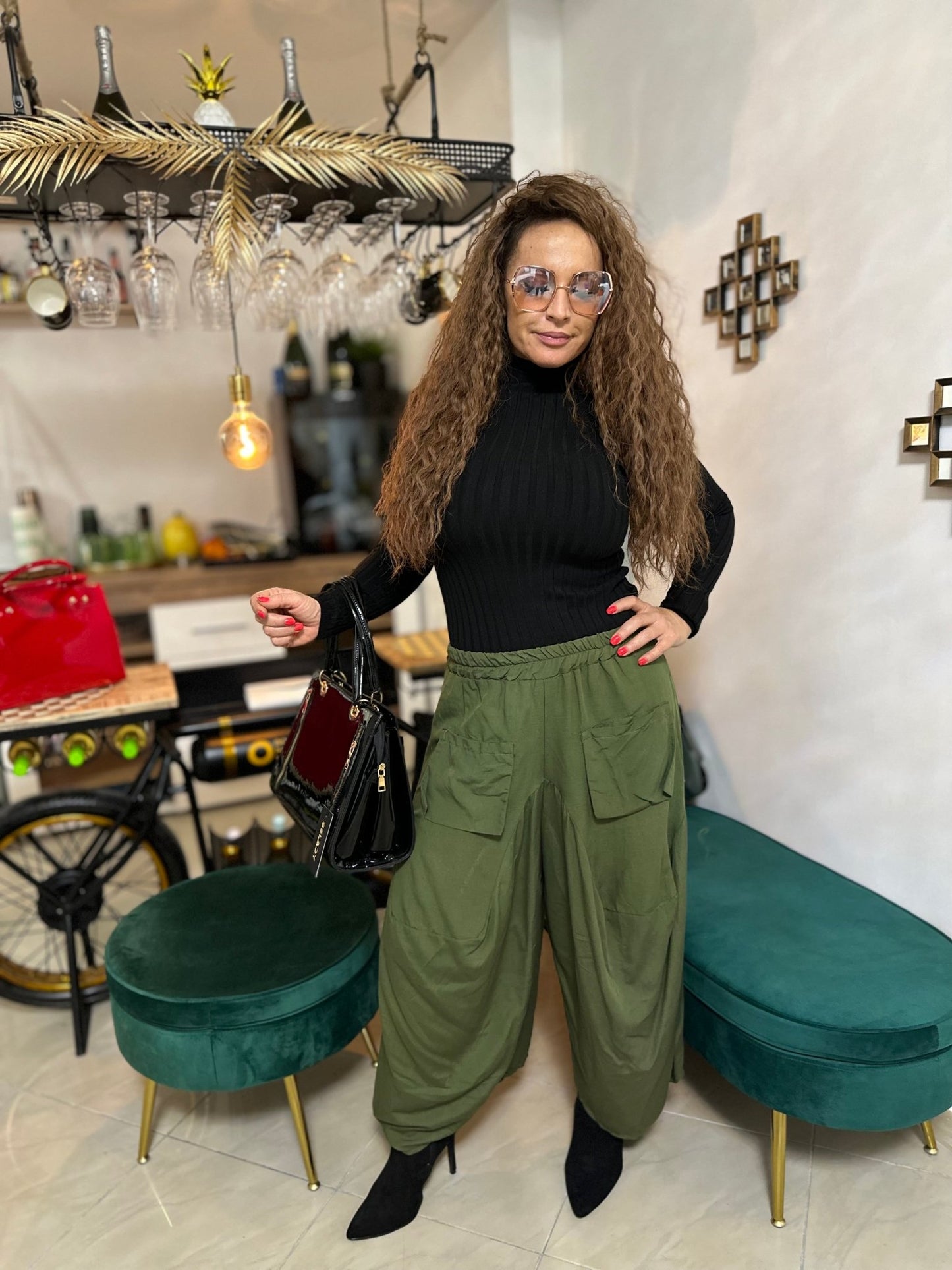 VIVIANA egyedi zöld bõ nadrág - BELADY