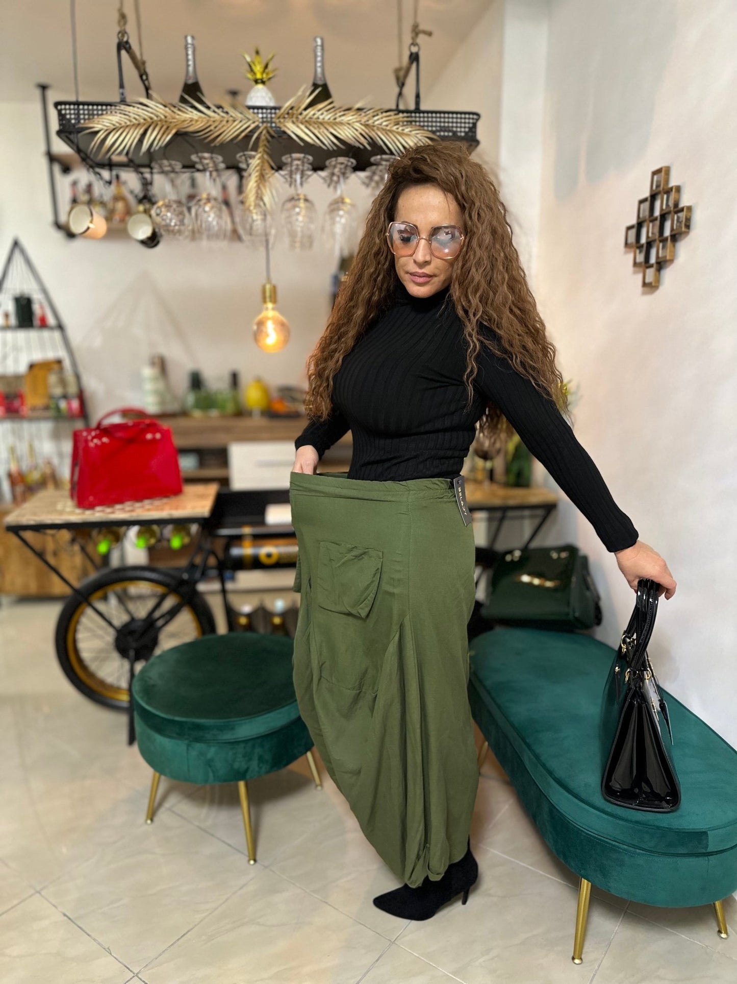 VIVIANA egyedi zöld bõ nadrág - BELADY