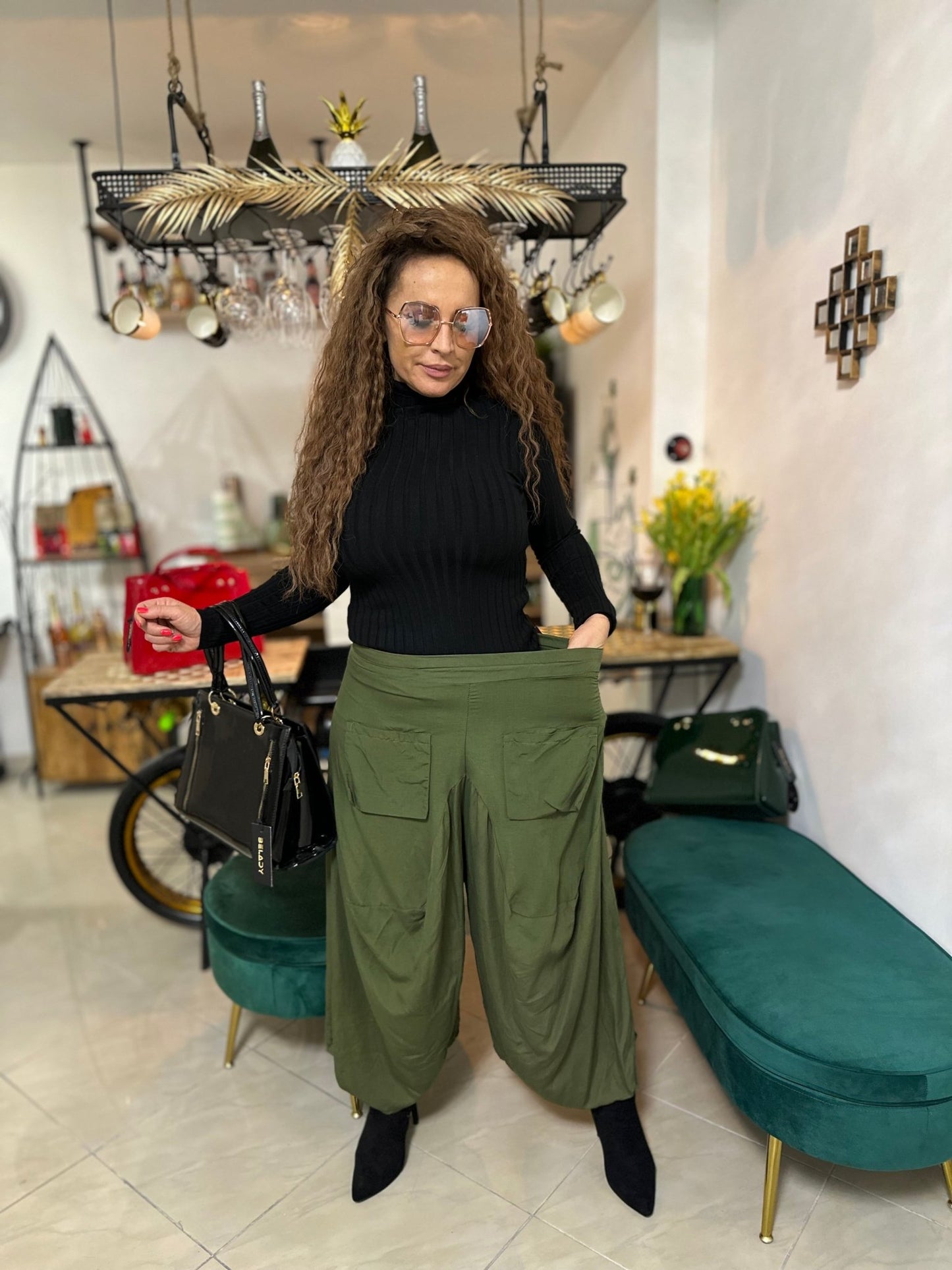 VIVIANA egyedi zöld bõ nadrág - BELADY