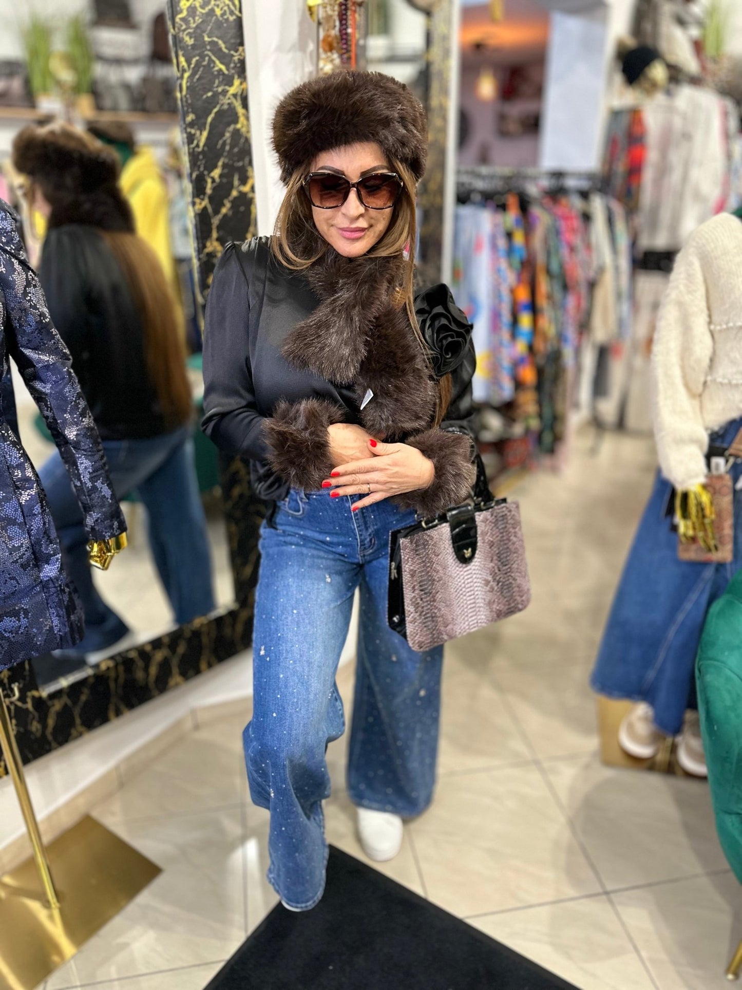 ZSAKLIN barna szőrme szett (fülvédő, sál, csuklóvédő) - BELADY