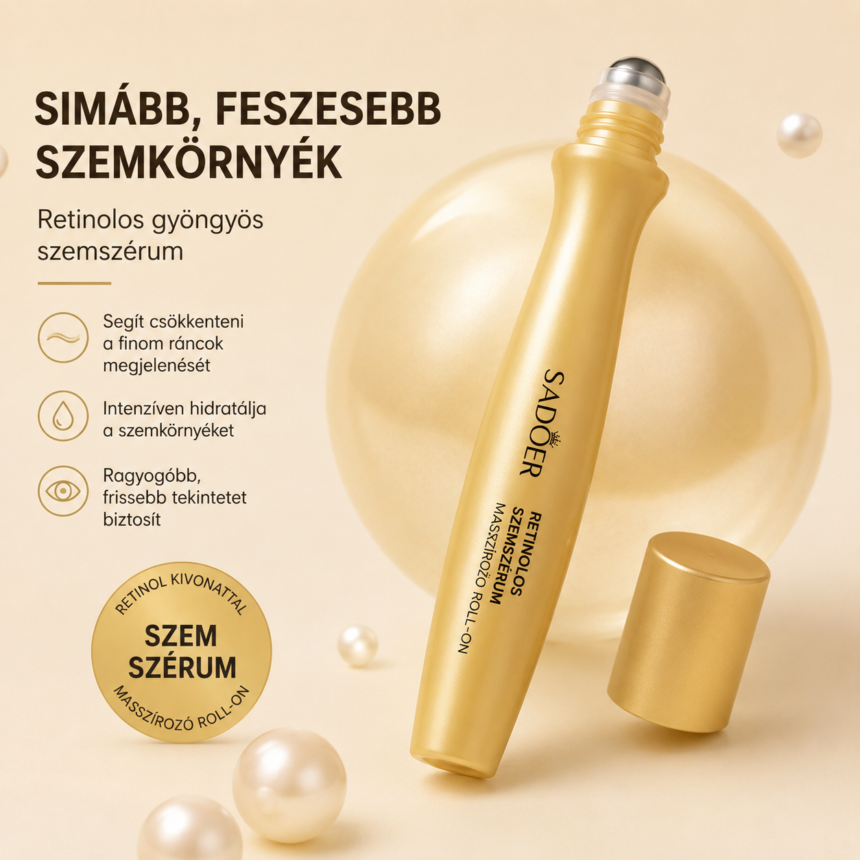 SADOER Retinol Roll-On Szemkörnyékápoló Szérum – 15 ml