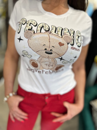 TEDDY fehér techno macis póló