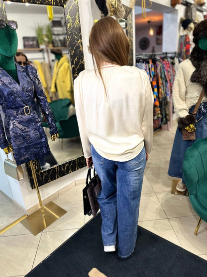 ANNA bézs felső rózsa kitűzővel - BELADY