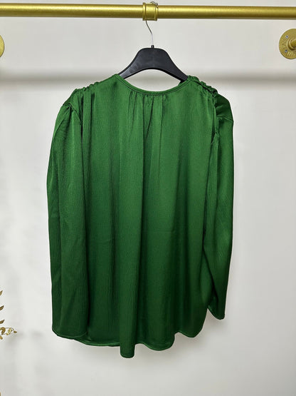 ANNA zöld felső rózsa kitűzővel - BELADY