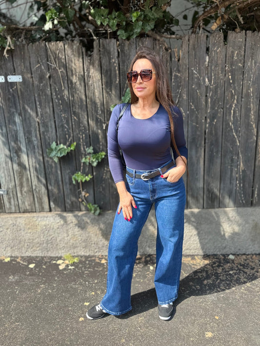 BARBARA hosszú sötét kék felső / body - BELADY