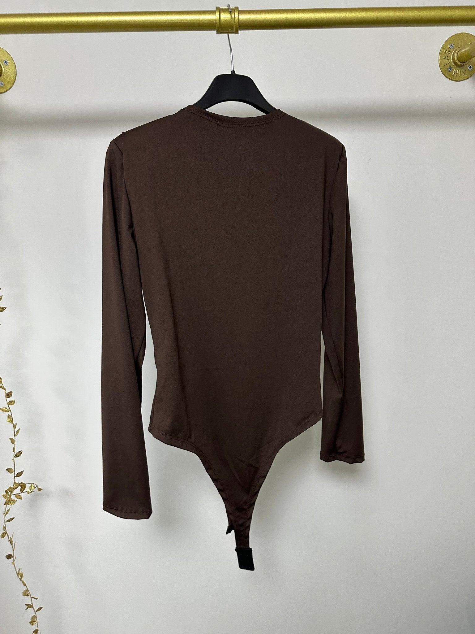 BONI hosszú barna felső / body válltöméssel - BELADY