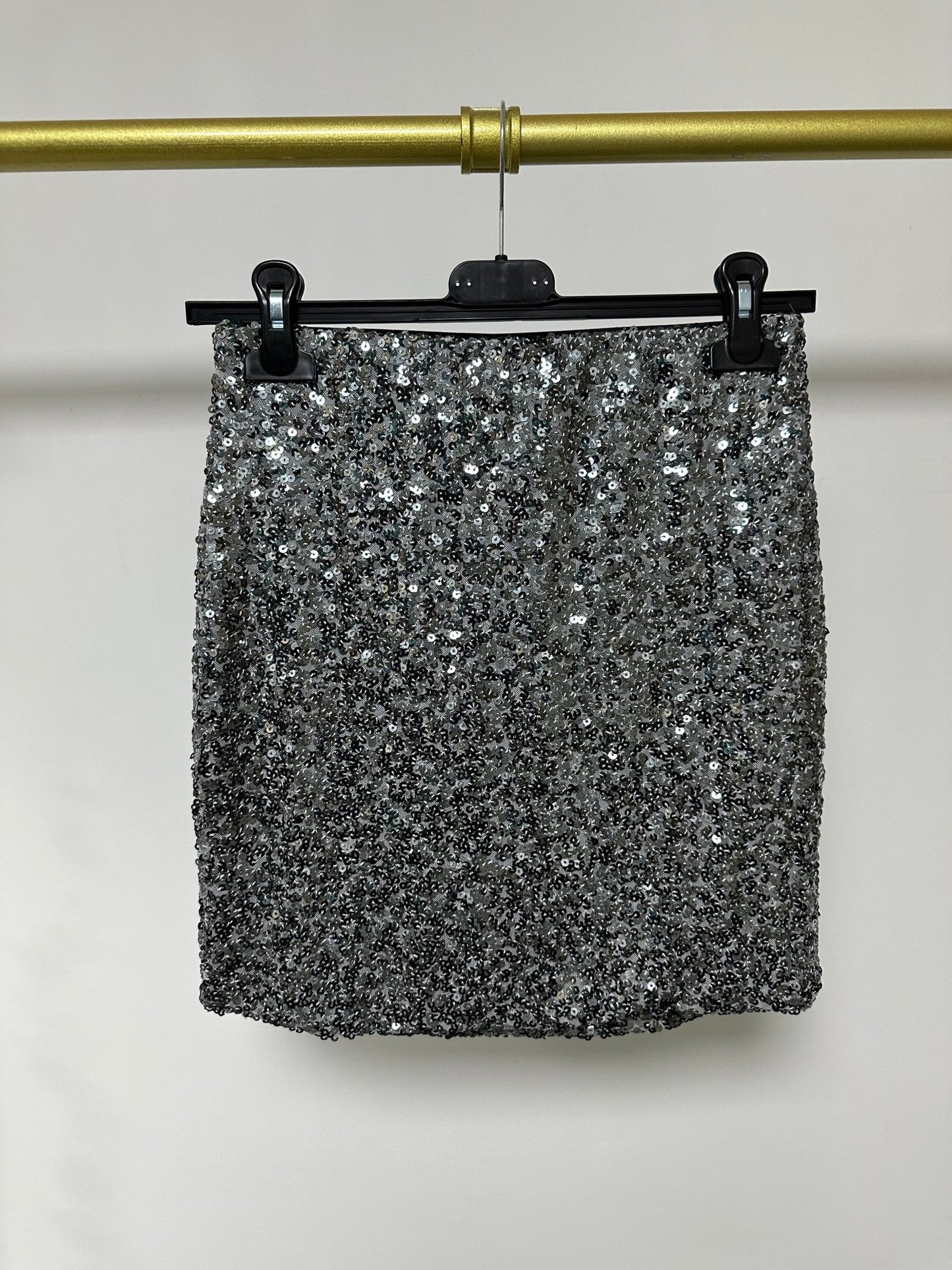 CARMEN szürke ezüst flitteres mini szoknya - BELADY