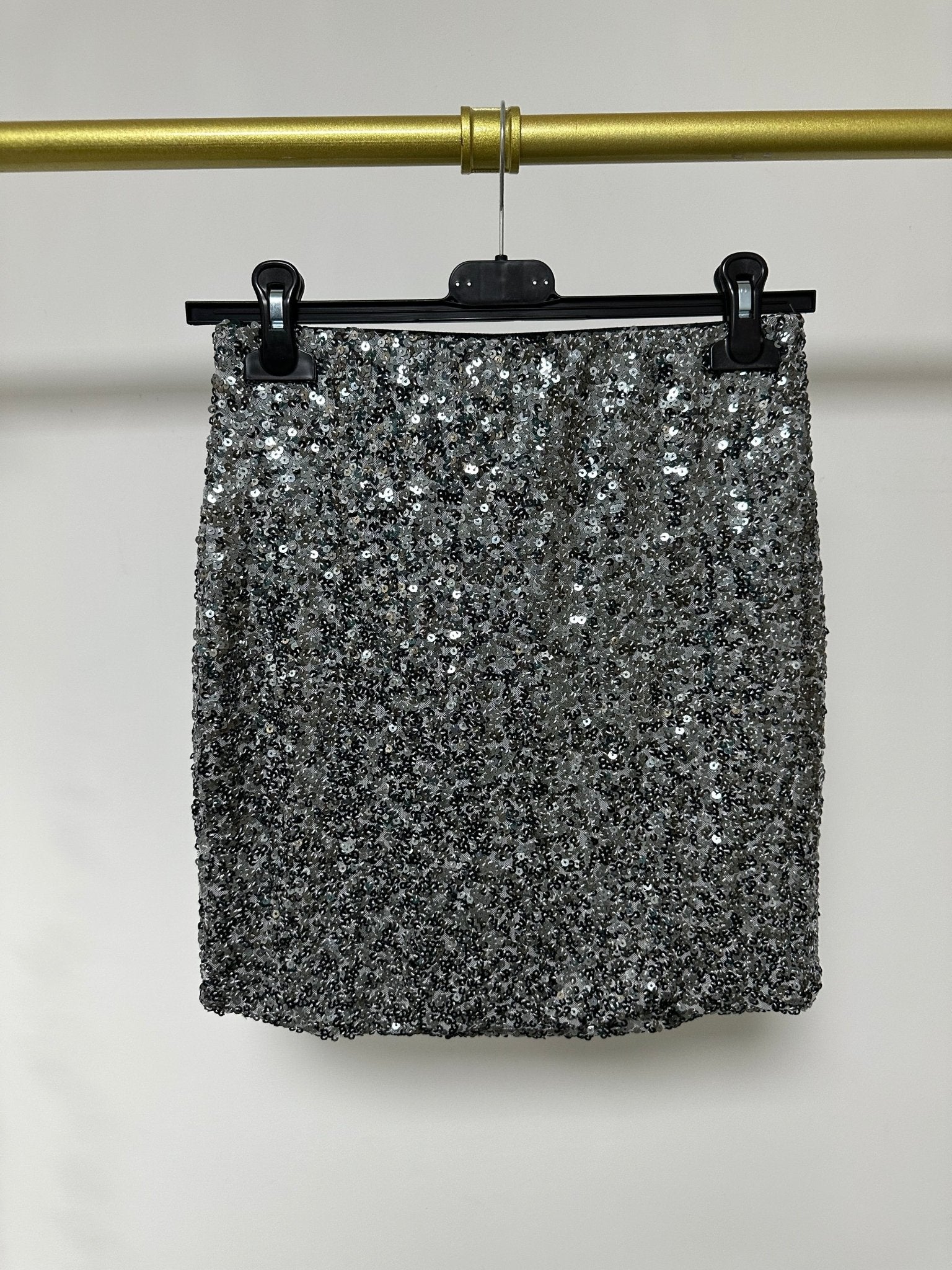 CARMEN szürke ezüst flitteres mini szoknya - BELADY